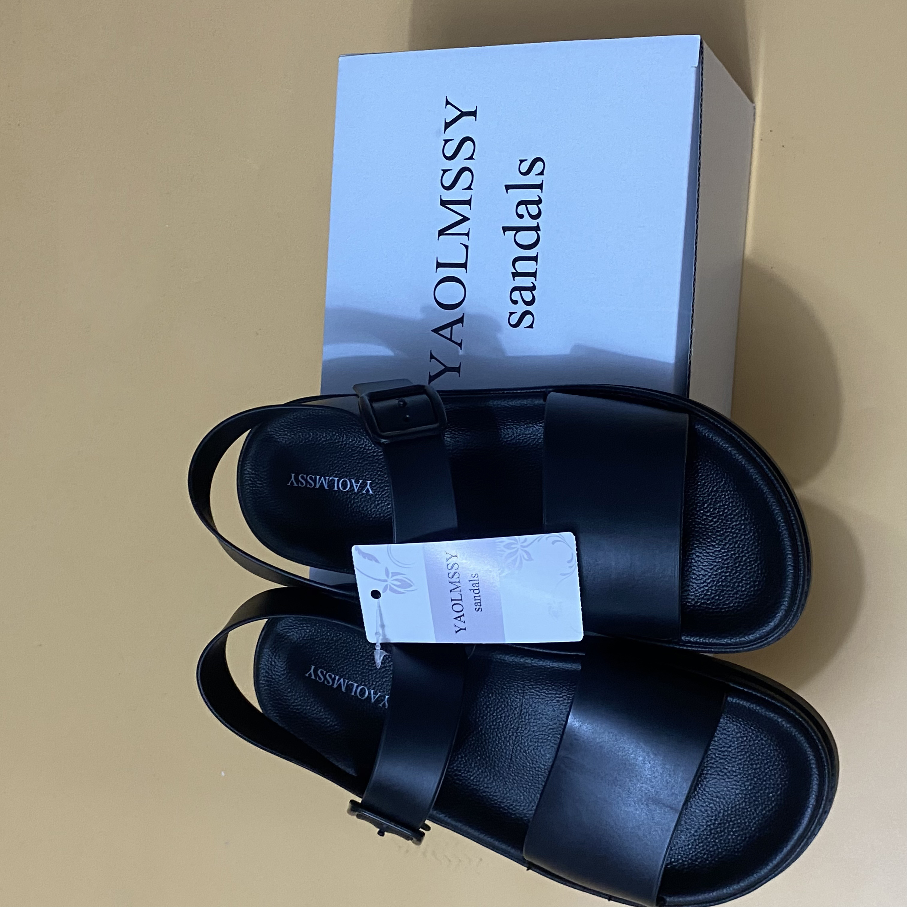 YAOLMSSY Sandals and beach shoes, Summer women's fashion flat Platform Shoes with Hook&loop(Black)