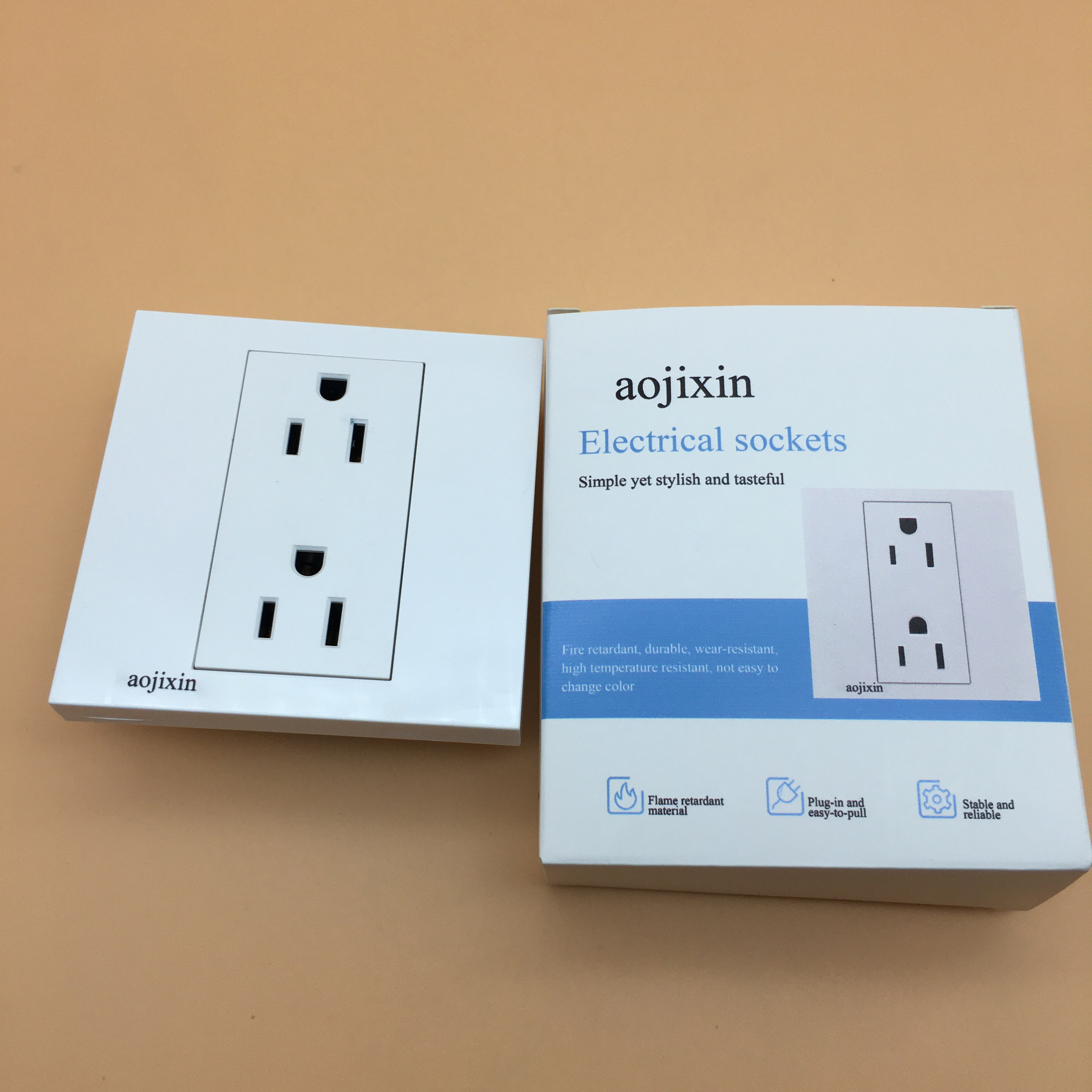 aojixin Electrical Sockets, Standard Electrical Wall Outlet, Decorative Screwless Wallplate Included