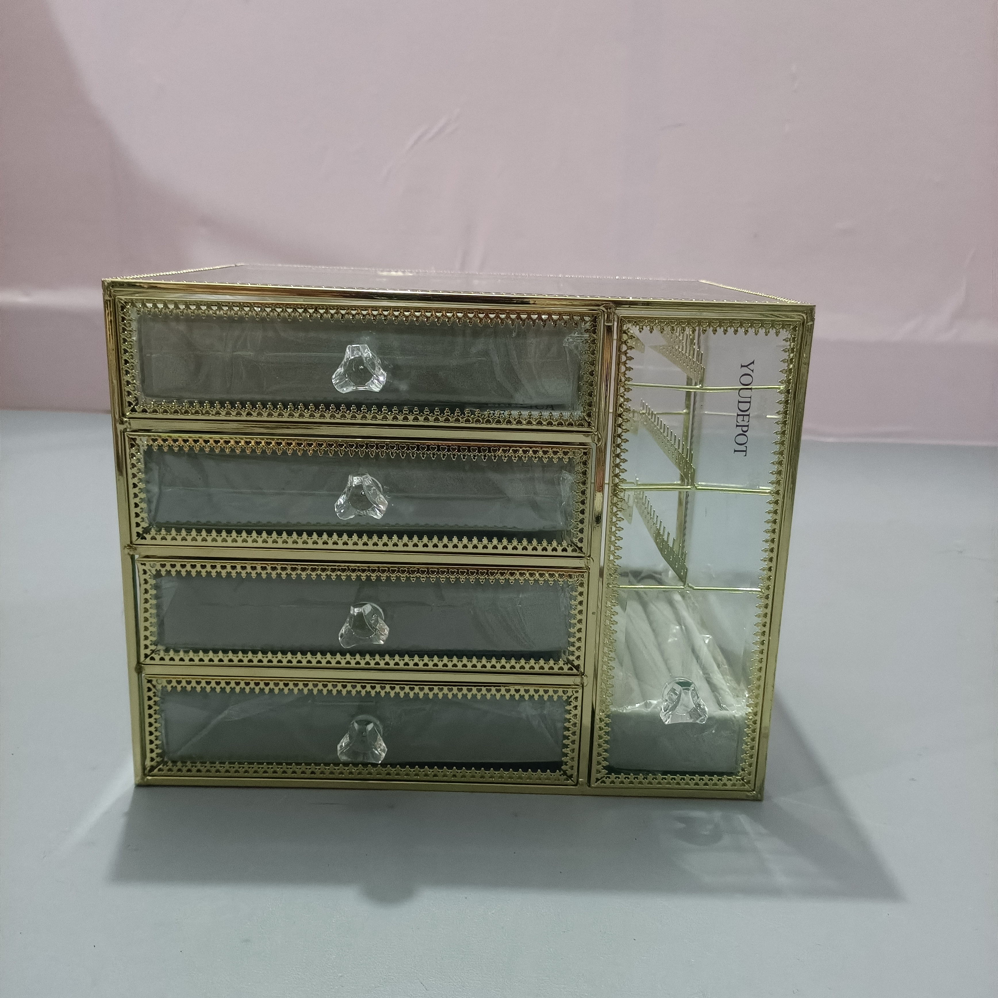 YOUDEPOT Display cases for merchandise,Large Jewelry Organizer Box with 4 drawers Jewelry Organizer Box and 1 Jewelry display box