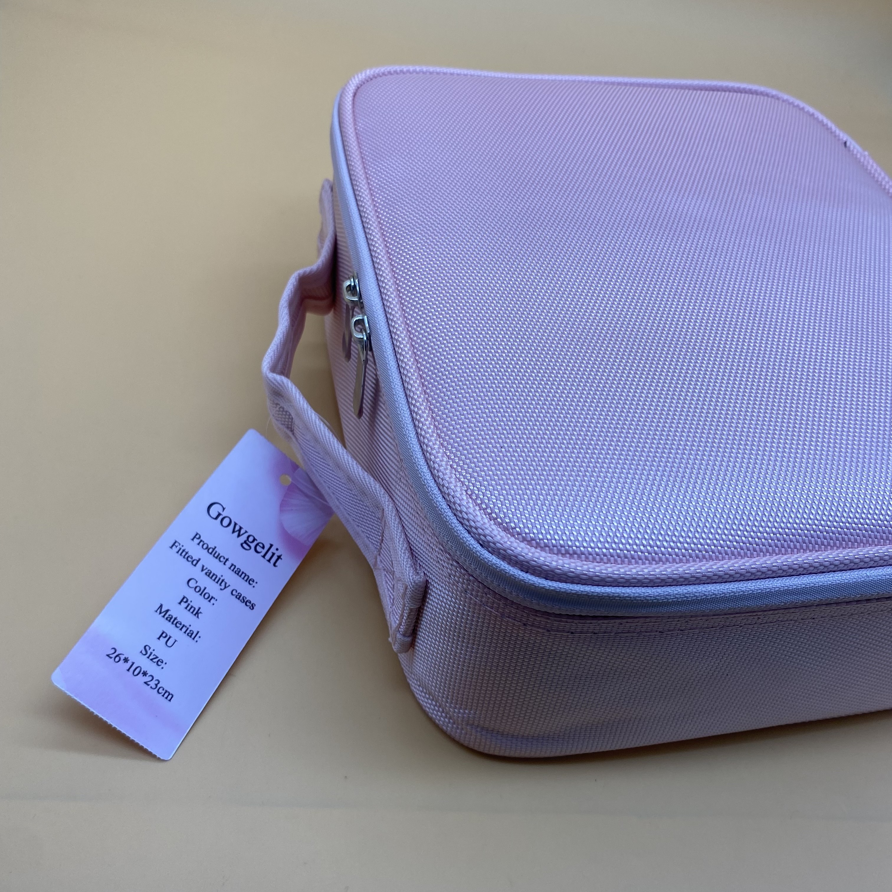 Gowgelit Fitted vanity cases, Makeup Bag Cosmetic Bag for Women Cosmetics,  Makeup Brushes, Toiletries, and Accessories(Pink)