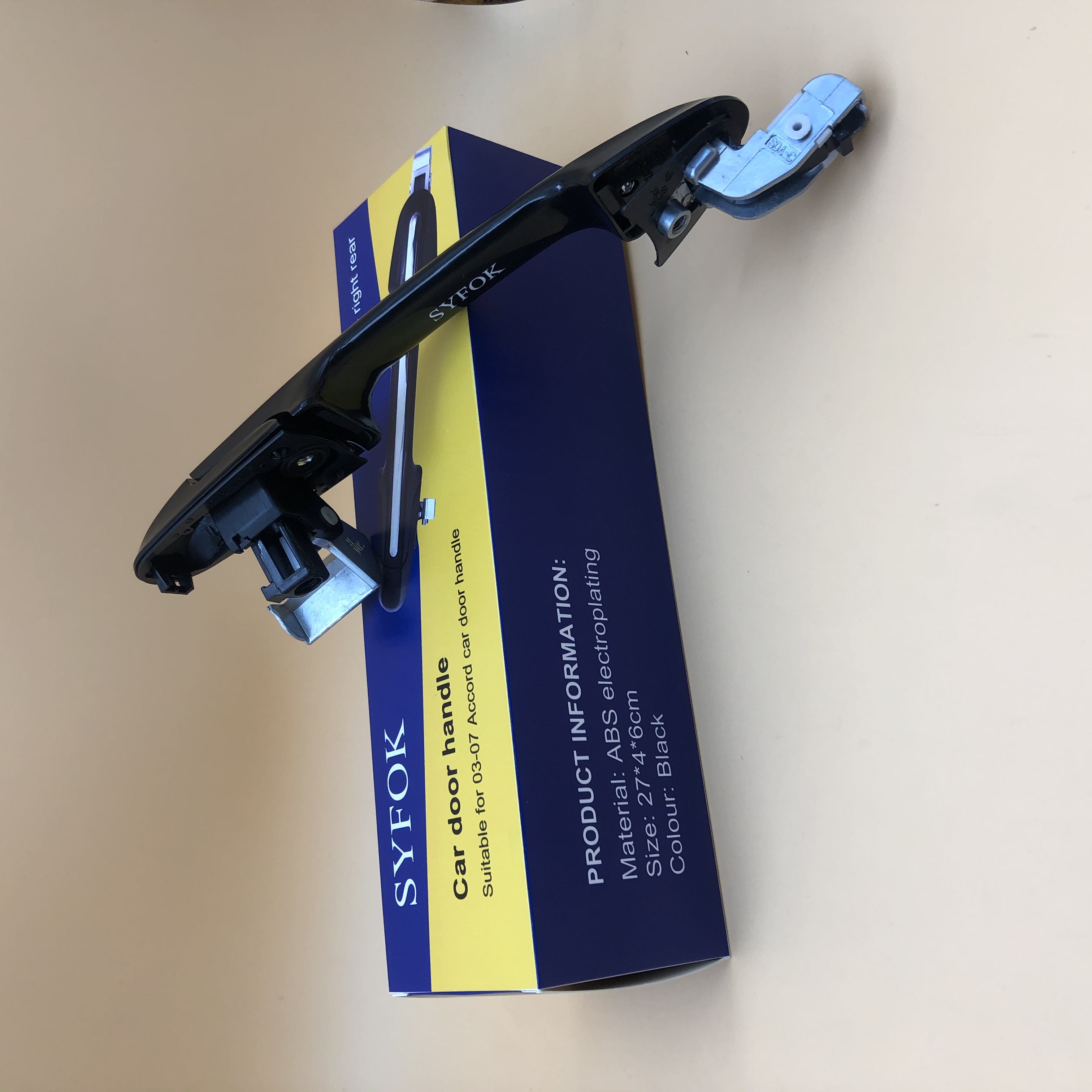 SYFOK Car door handle, rear passenger right rear door handle for Honda Accord sedan, gloss black