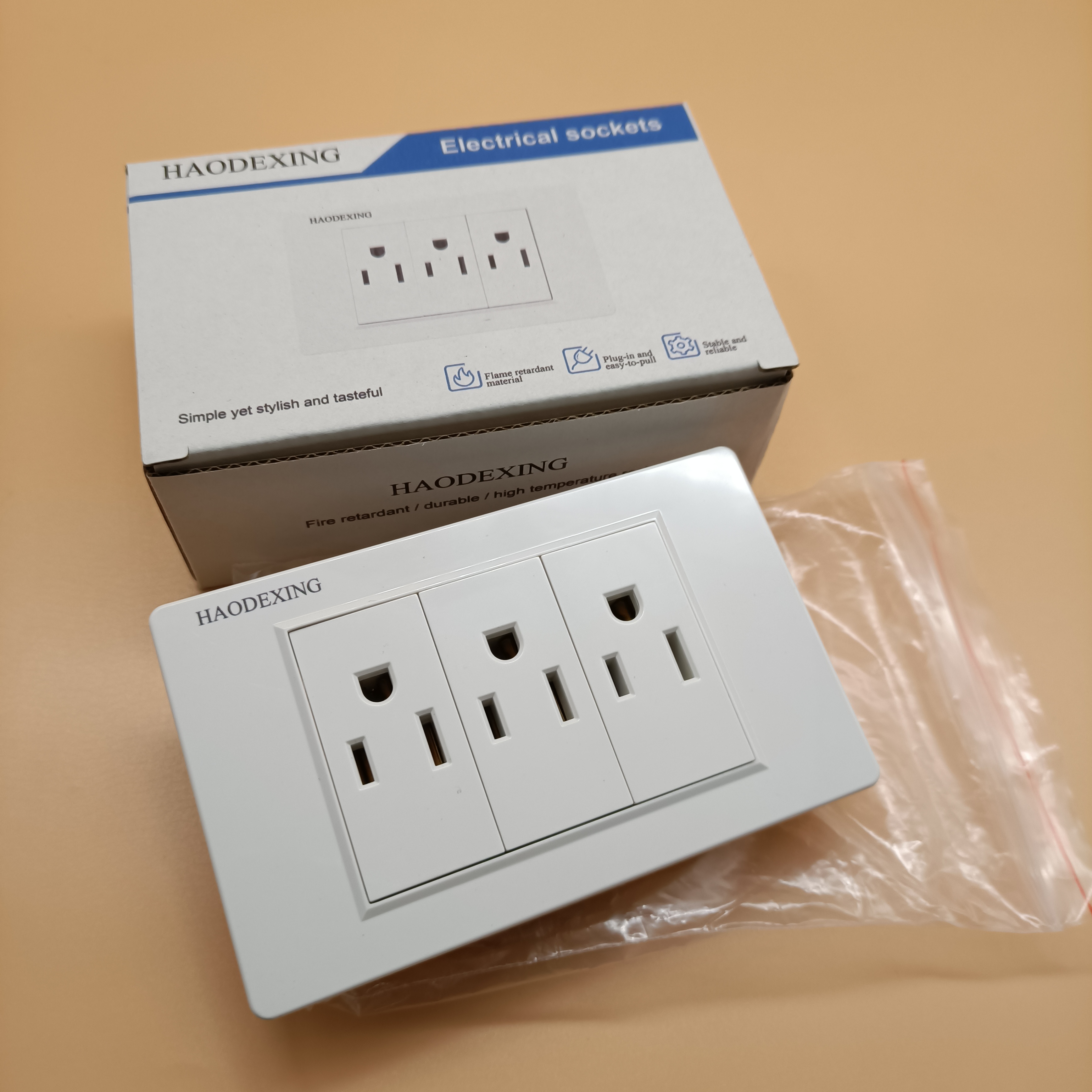 HAODEXING Electrical sockets,Wall Outlet for Residential and Commercial UseWhite (1 Box)