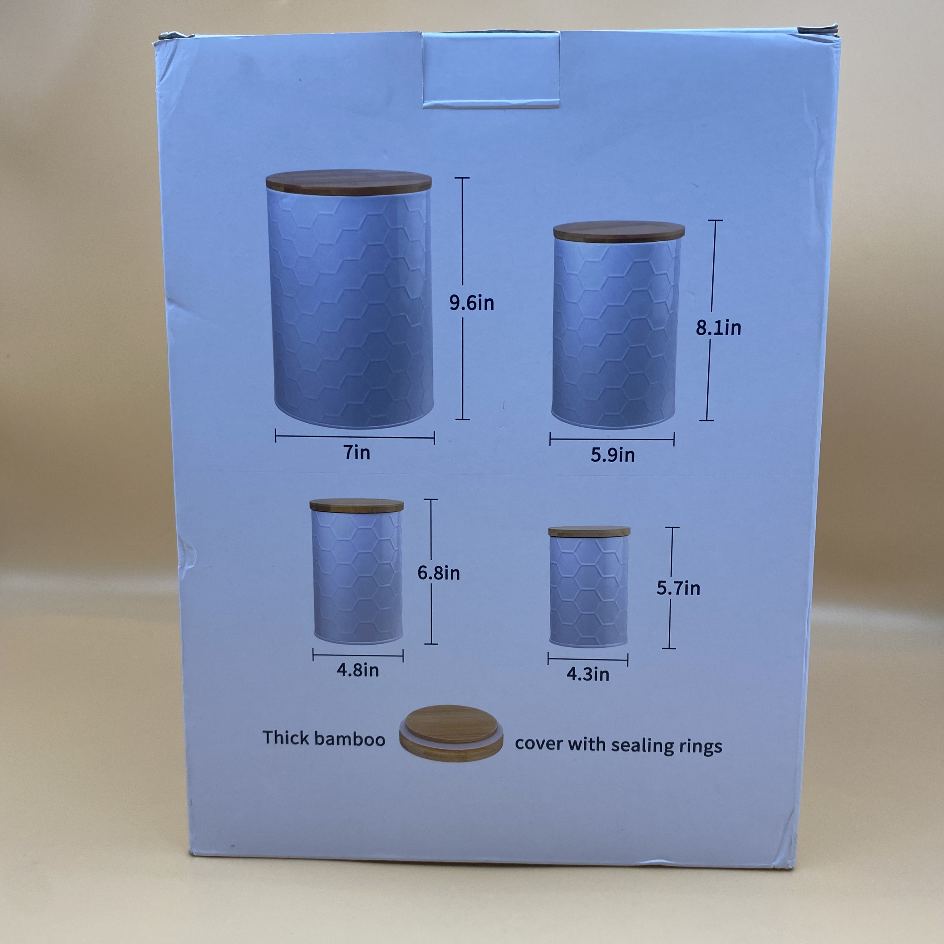 Food Storage Container,Food Storage Container Jars with Bamboo Lids,Leak Proof, Airtight, Nested 4 Pack