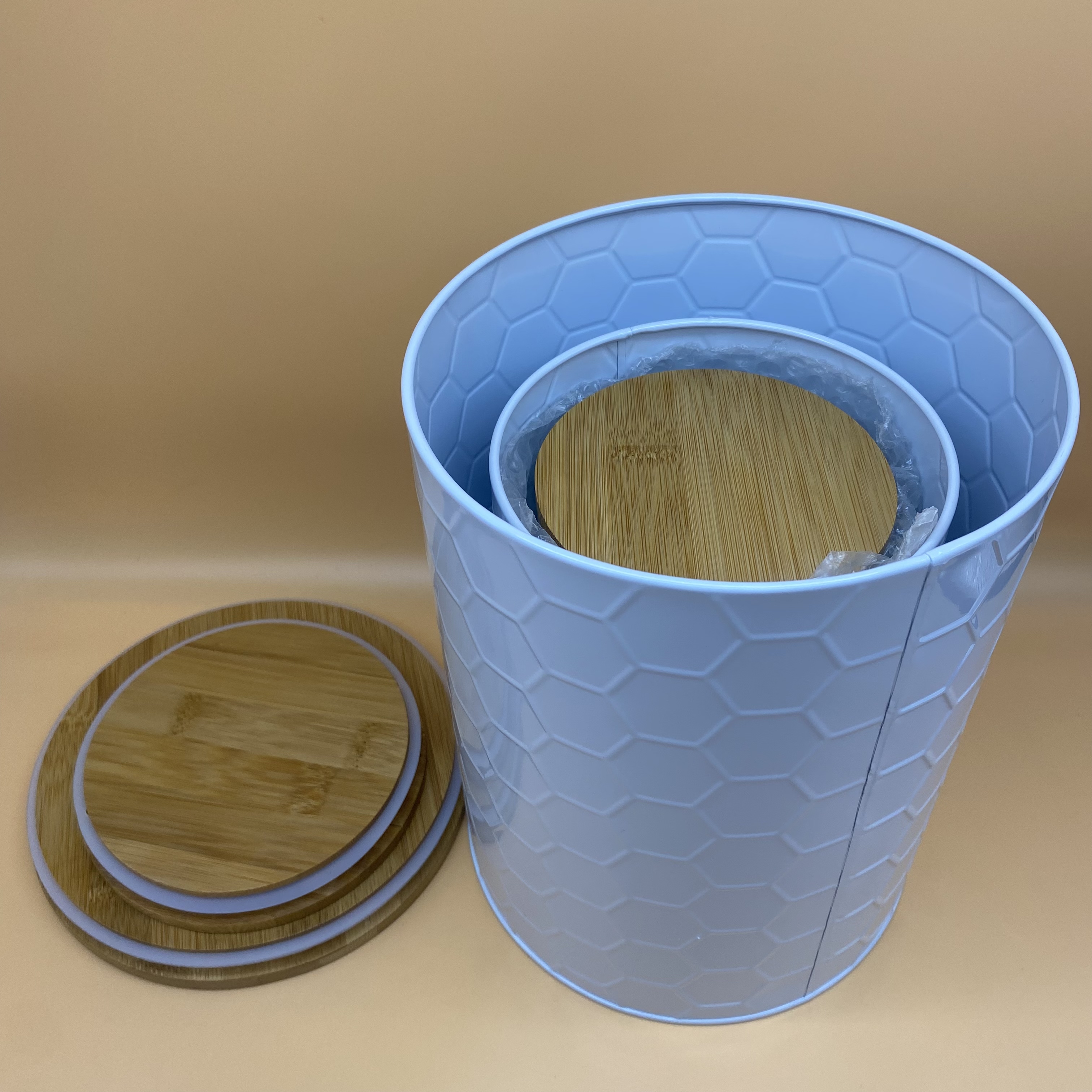 Food Storage Container,Food Storage Container Jars with Bamboo Lids,Leak Proof, Airtight, Nested 4 Pack