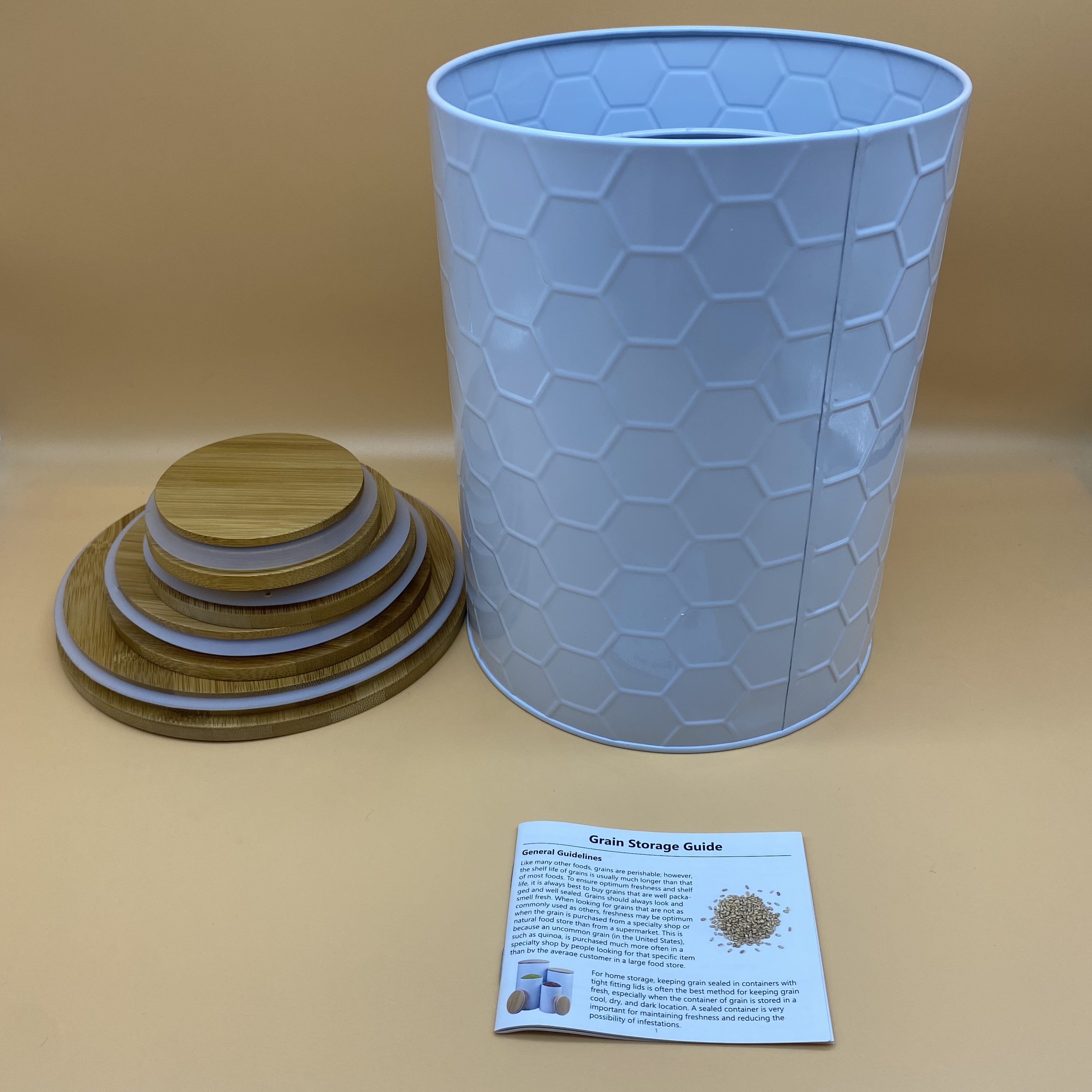 Food Storage Container,Food Storage Container Jars with Bamboo Lids,Leak Proof, Airtight, Nested 4 Pack