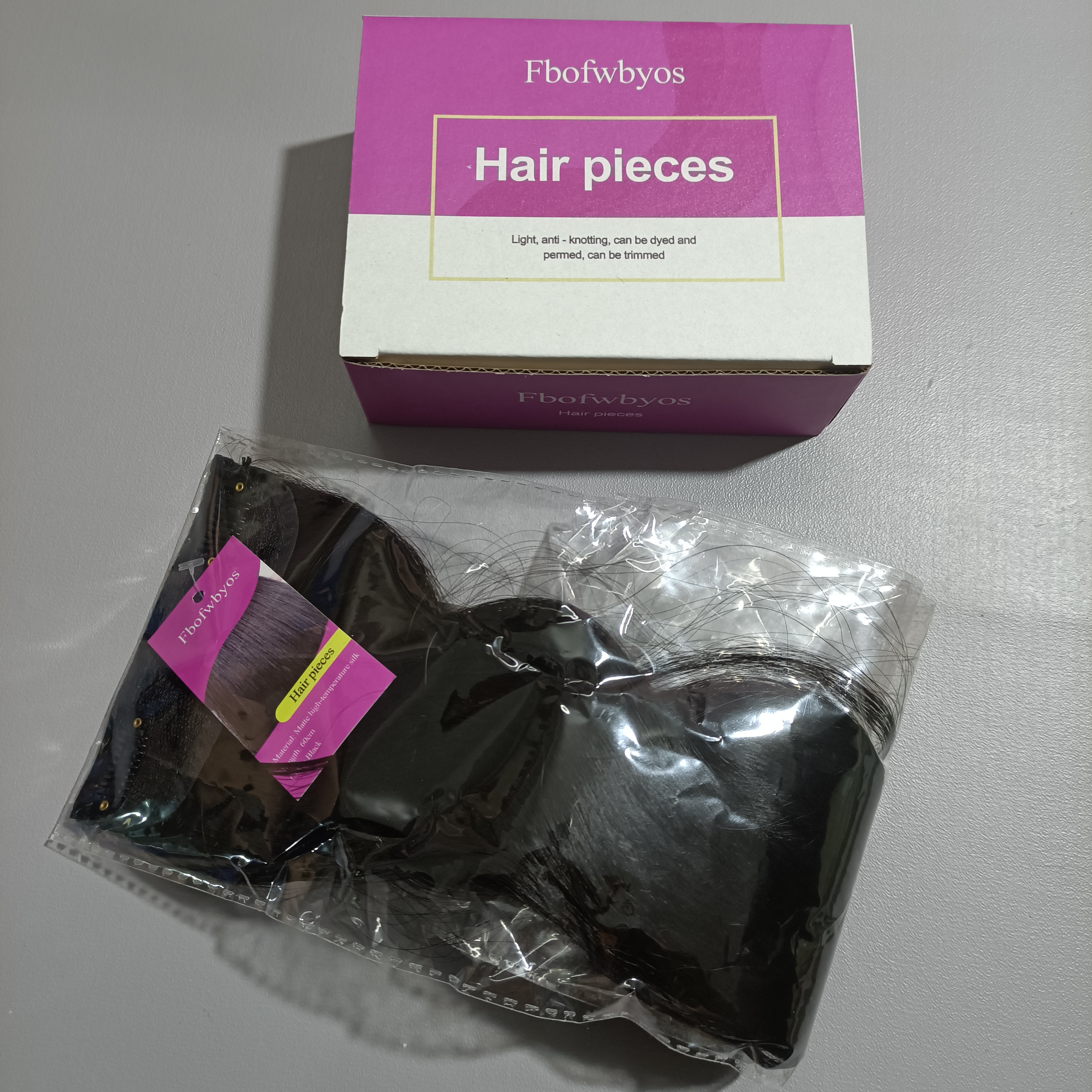 Fbofwbyos Hair pieces, Straight Black Hair Extensions Clip 1 Pieces/Set (60cm )