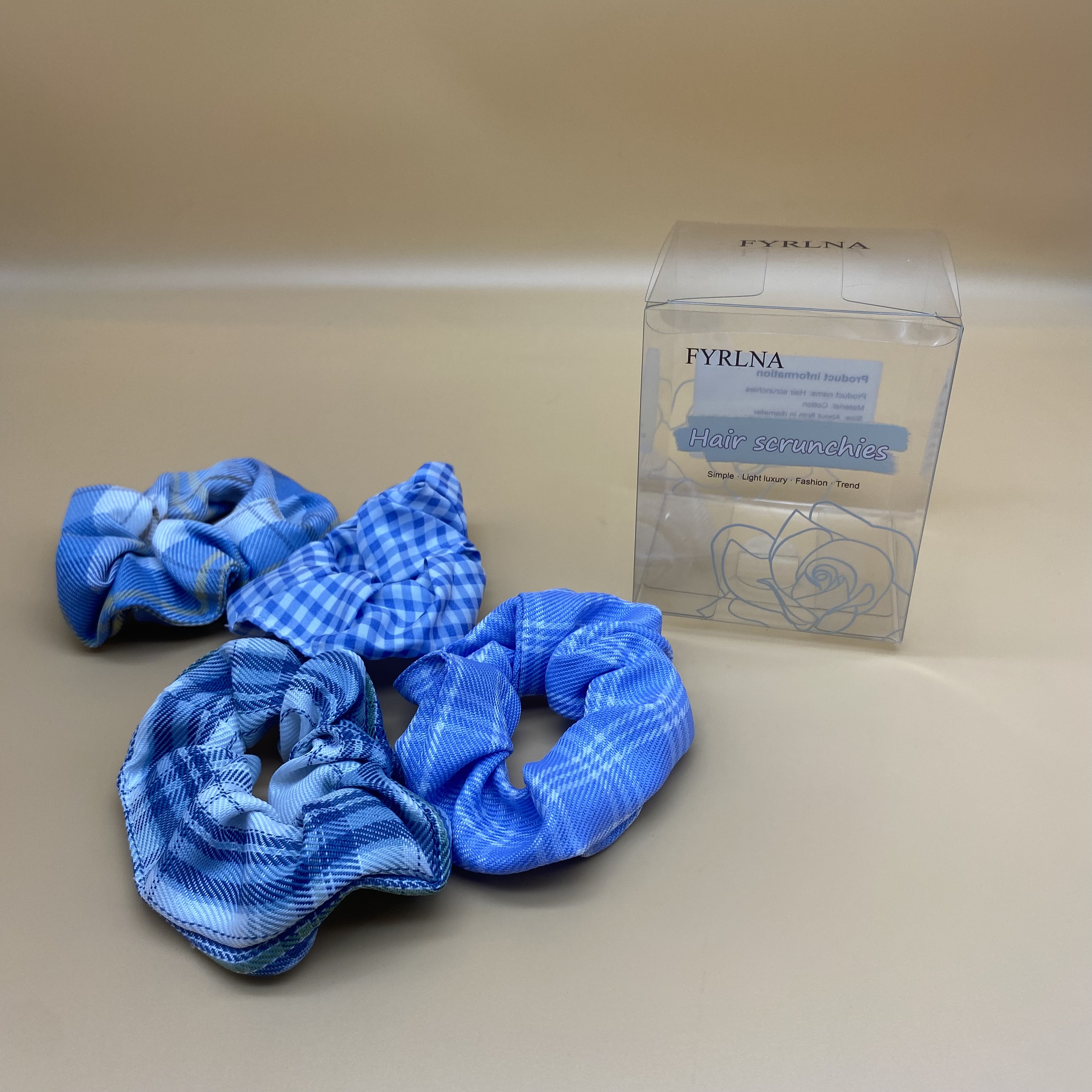 FYRLNA Hair scrunchies,Soft Scrunchy Hair Bands Scrubchy Hair For Accessories Women Girls, 4 Pack 