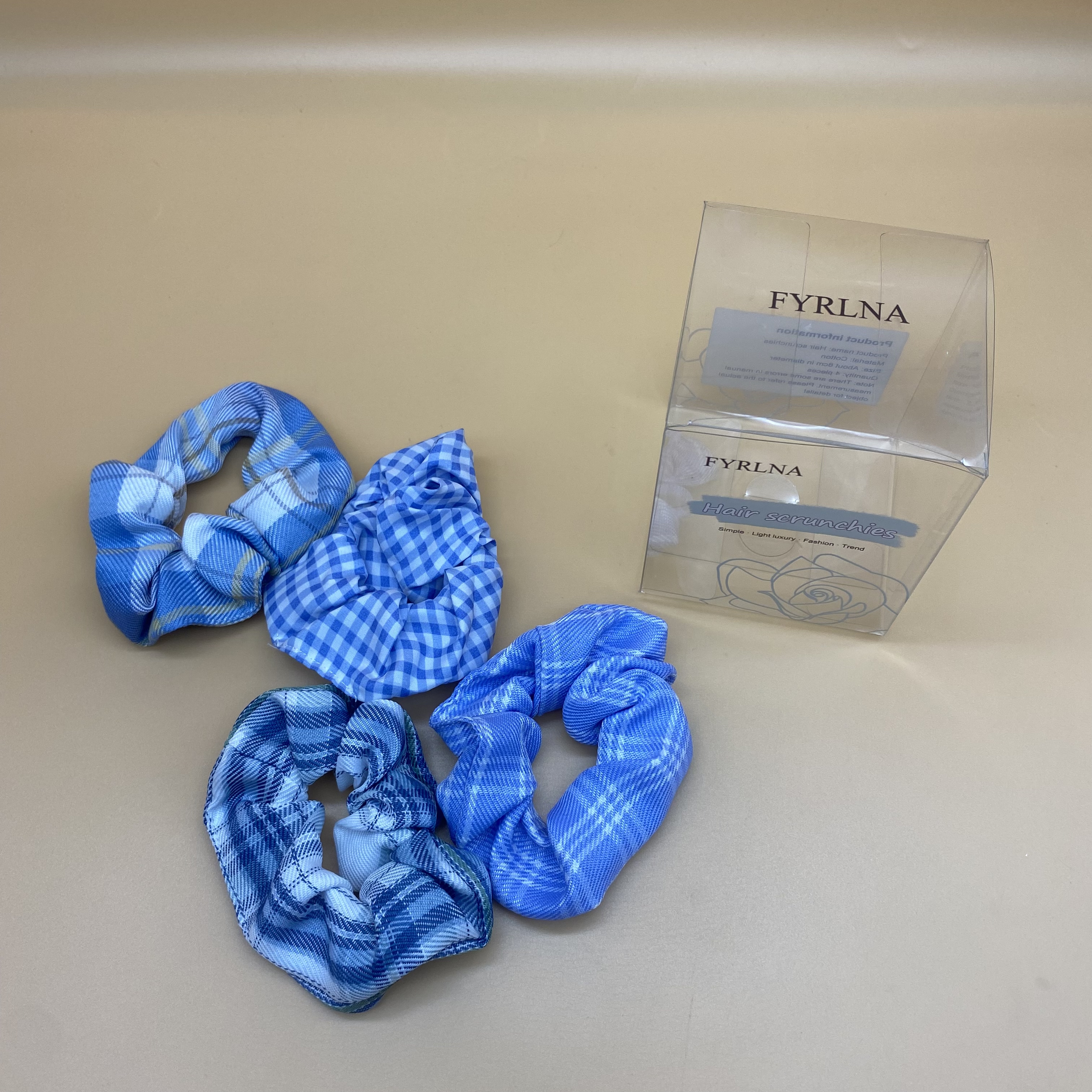 FYRLNA Hair scrunchies,Soft Scrunchy Hair Bands Scrubchy Hair For Accessories Women Girls, 4 Pack 