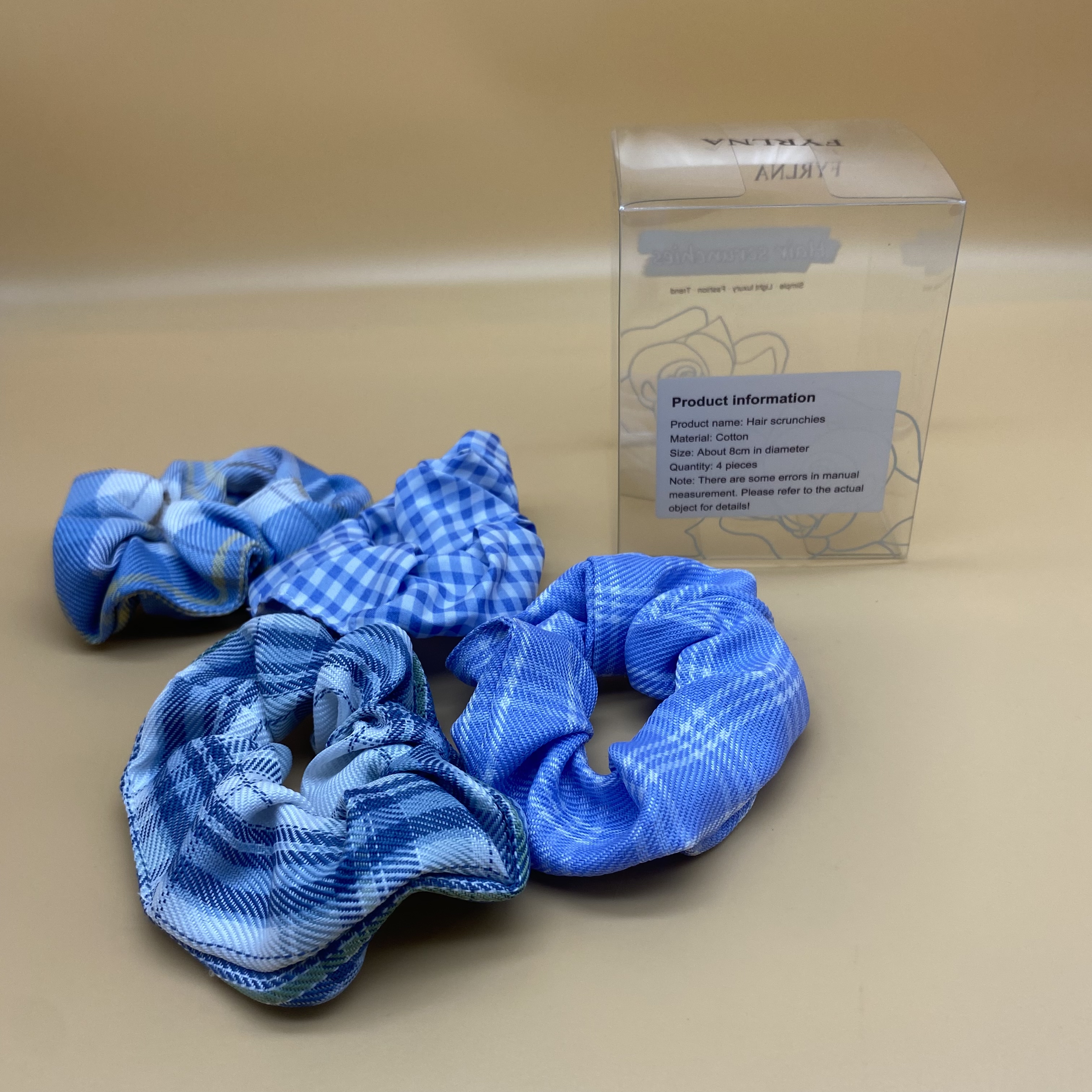 FYRLNA Hair scrunchies,Soft Scrunchy Hair Bands Scrubchy Hair For Accessories Women Girls, 4 Pack 