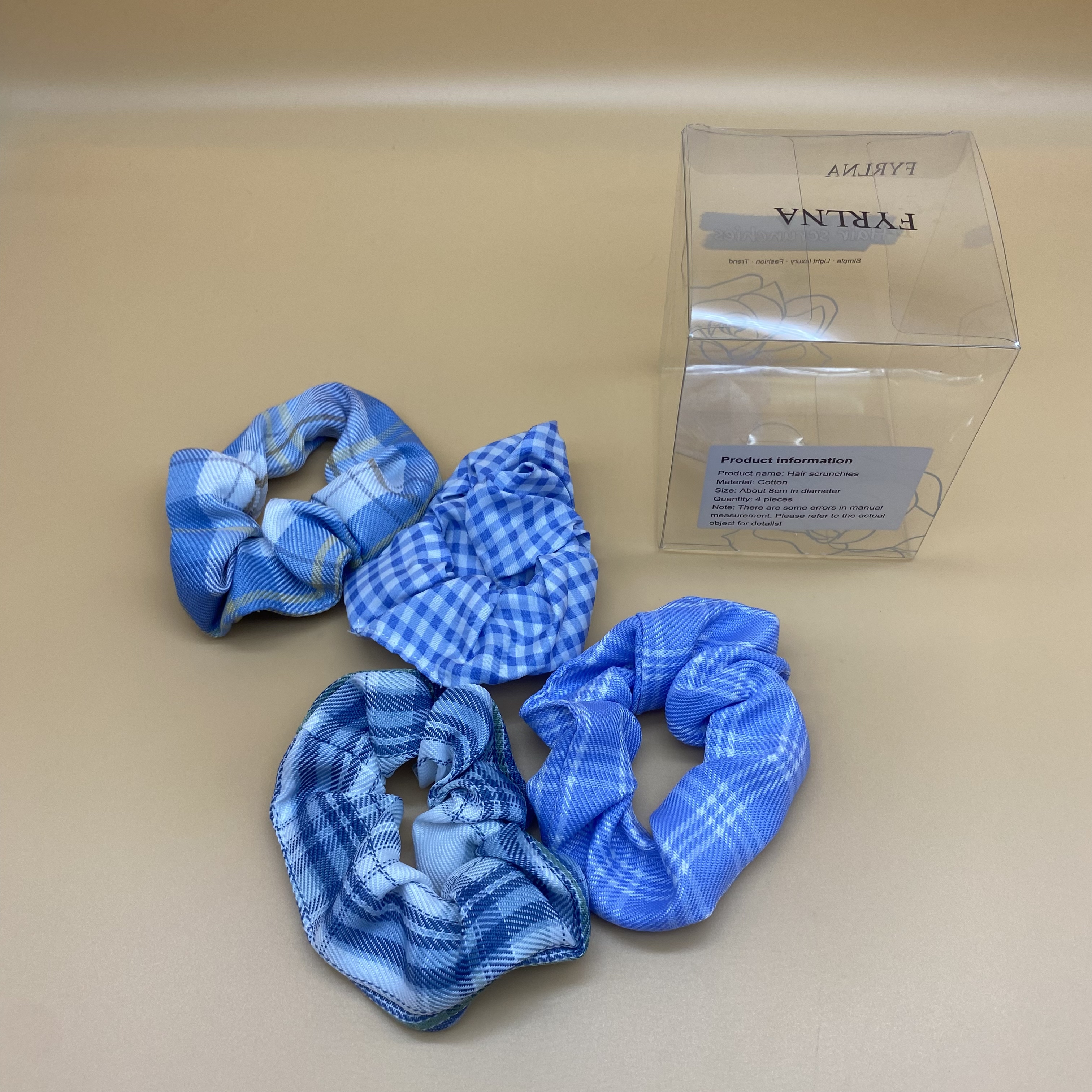 FYRLNA Hair scrunchies,Soft Scrunchy Hair Bands Scrubchy Hair For Accessories Women Girls, 4 Pack 