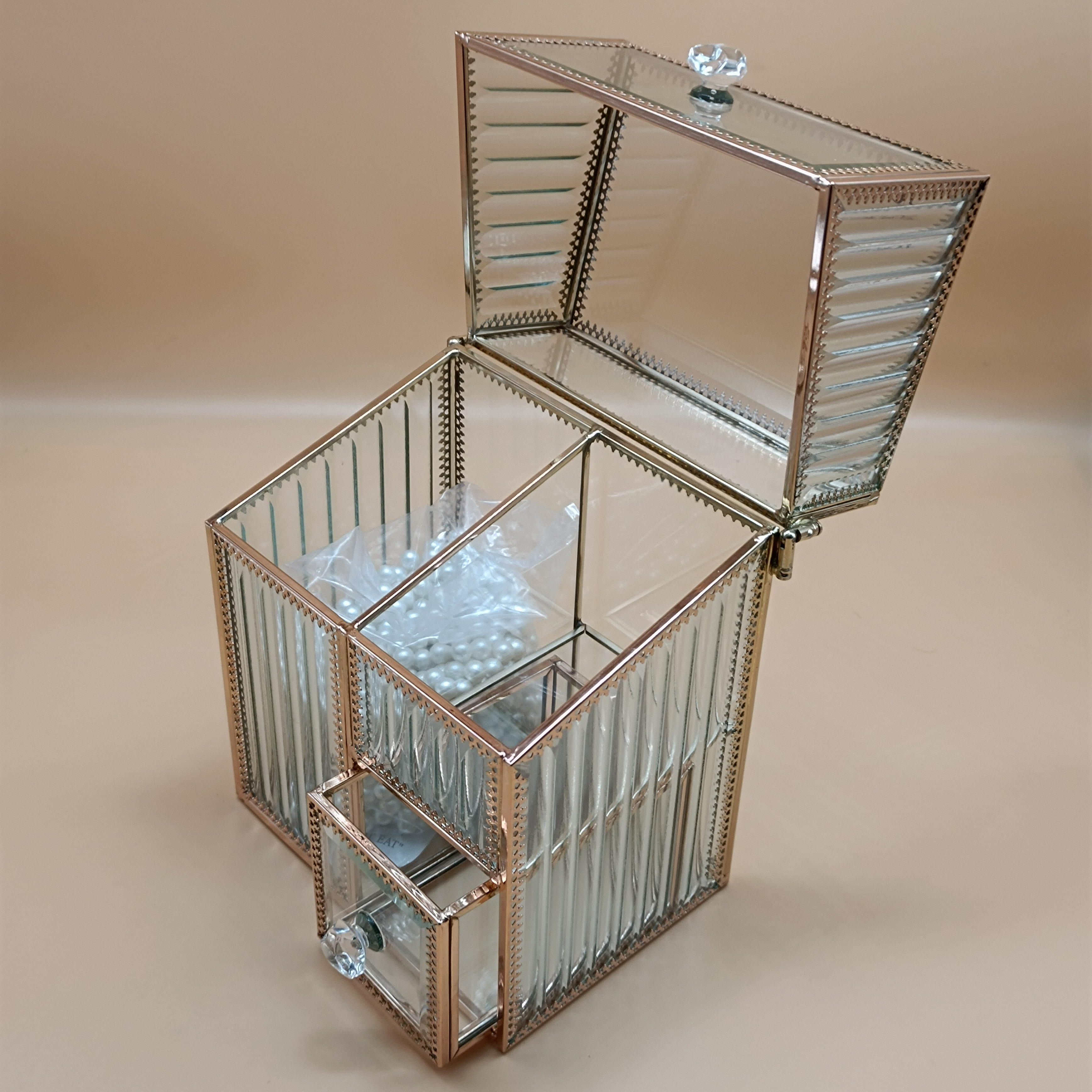 YOUDEPOT Drawer organizers,Makeup Brush Holder with Lid and Drawer, Lipstick Organizer w/Partition Racks, For Storing Various Makeup Brushes, Eyebrow Pencils, Lipsticks, Powder Puffs