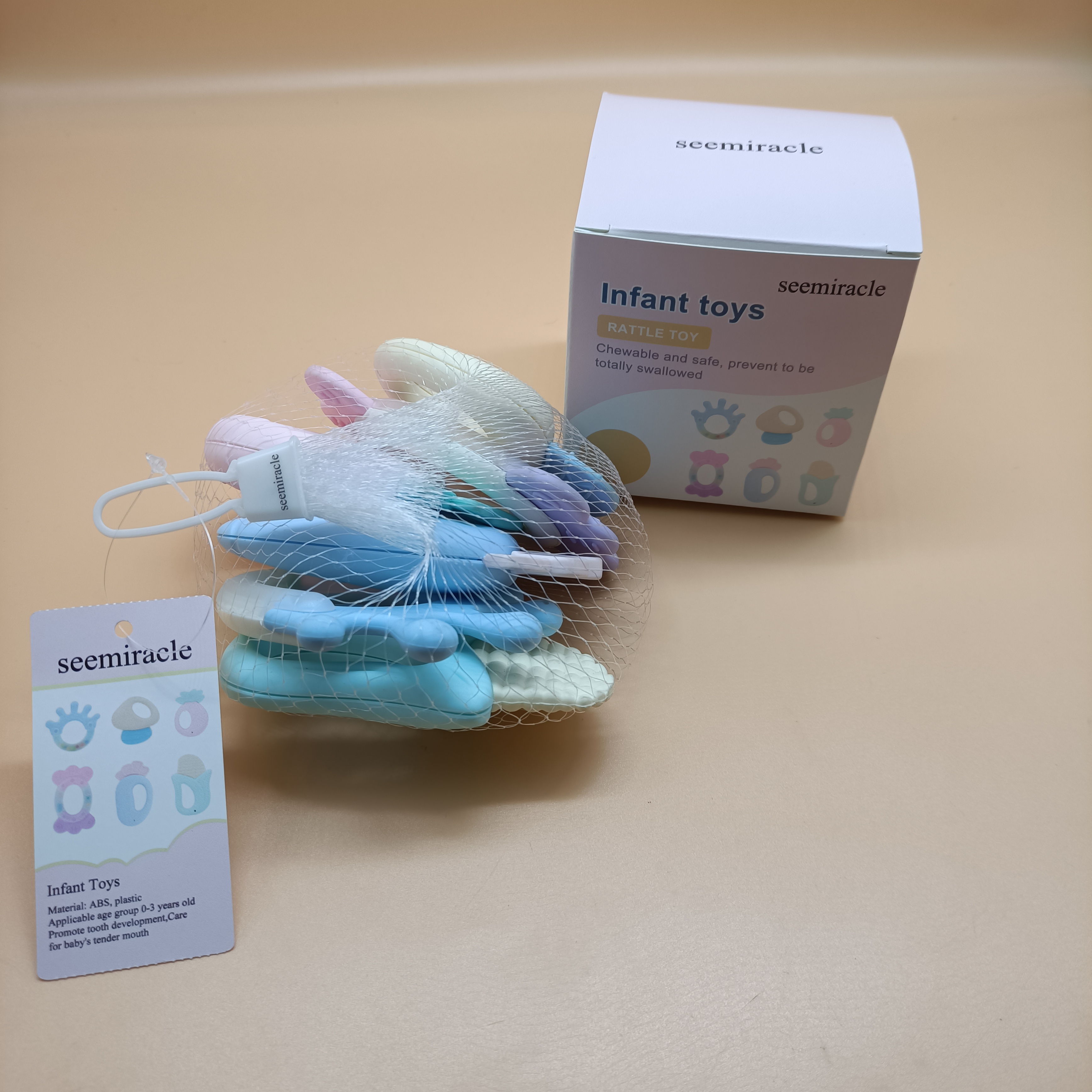 seemiracle Infant toys,6PCS Baby Rattles Set, Educational Shower Gift Toys for Baby Newborn Infant 6-12 Months