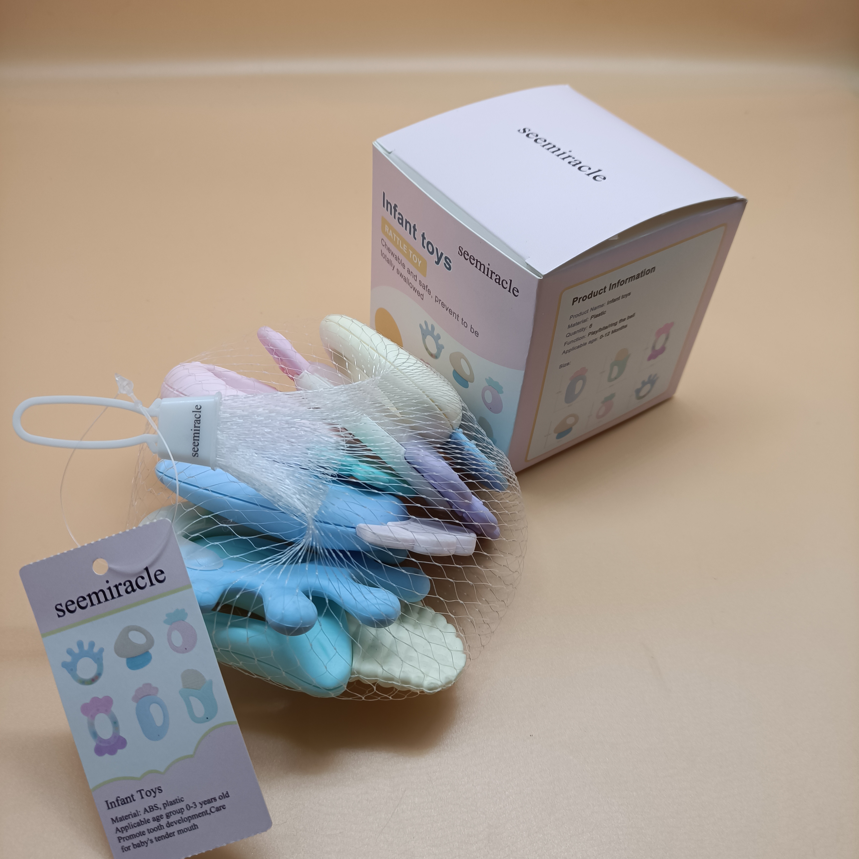 seemiracle Infant toys,6PCS Baby Rattles Set, Educational Shower Gift Toys for Baby Newborn Infant 6-12 Months