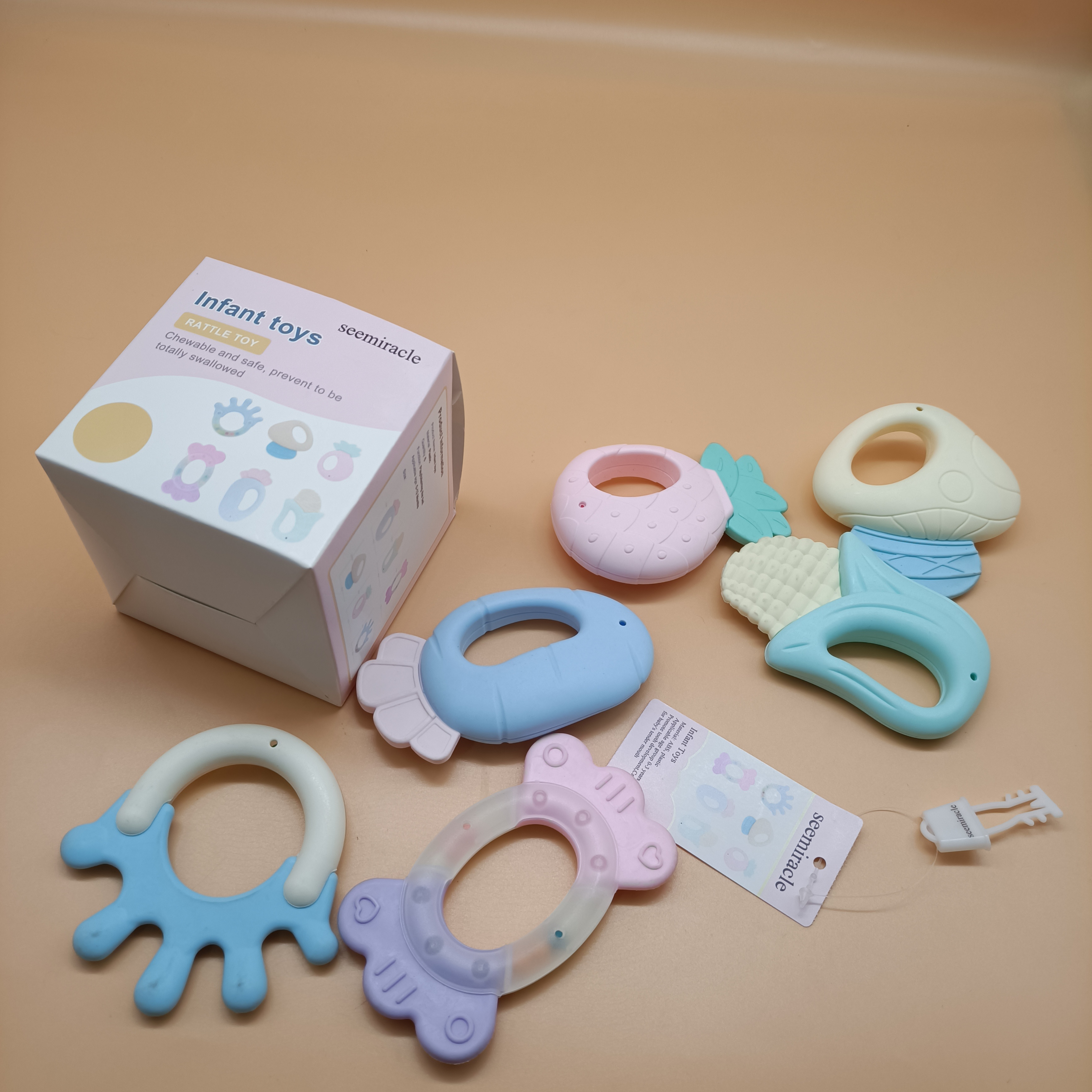 seemiracle Infant toys,6PCS Baby Rattles Set, Educational Shower Gift Toys for Baby Newborn Infant 6-12 Months