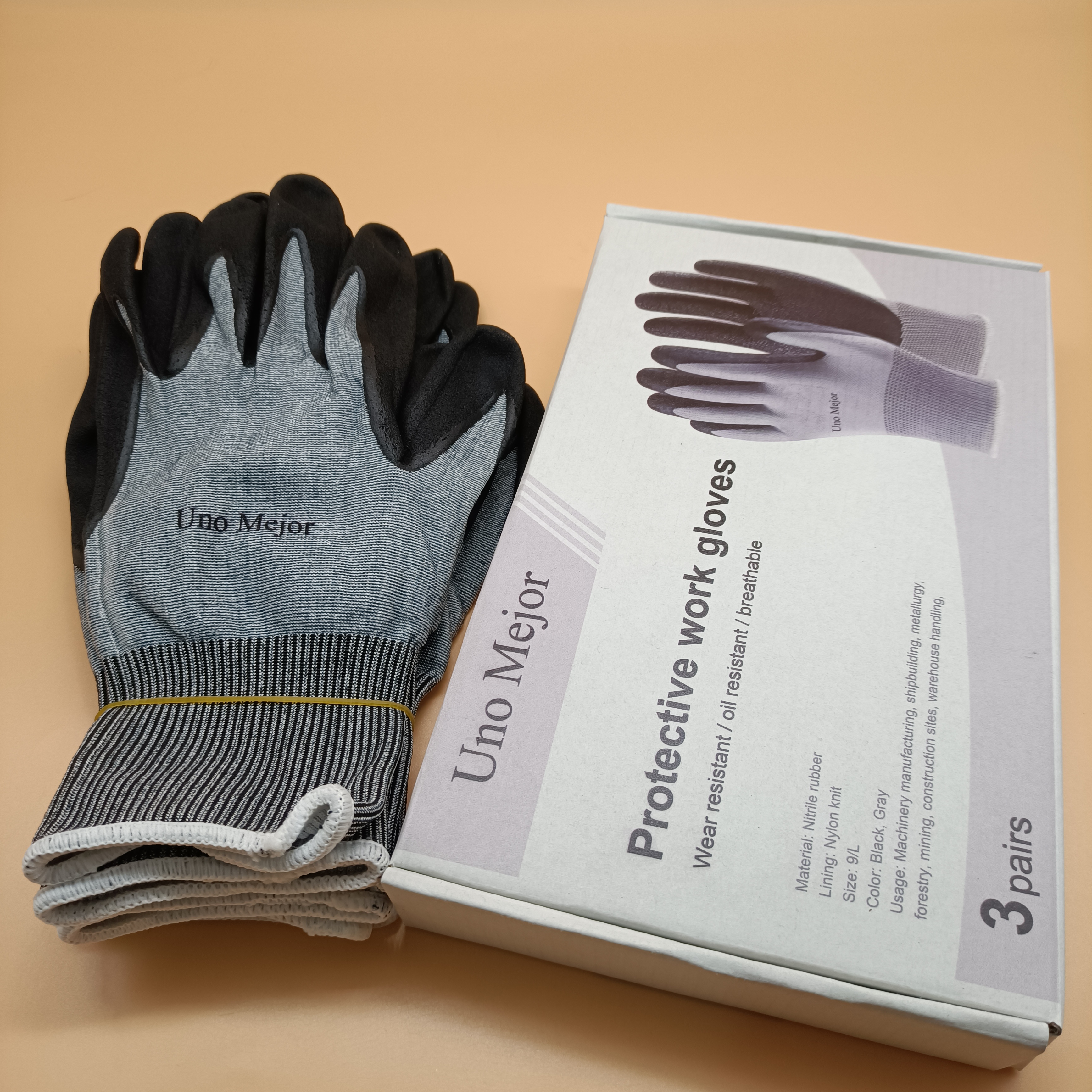 Uno Mejor Protective work gloves,Reusable Work Gloves,Anti-Slip PU Coating on Palm & Fingers