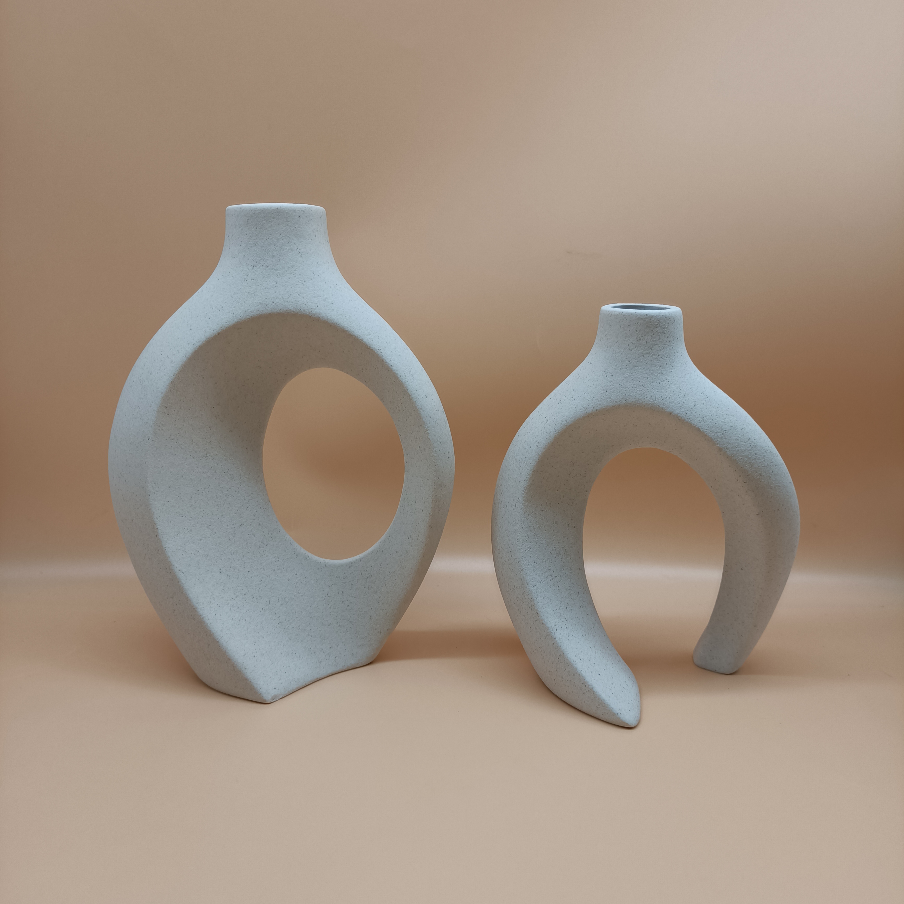 A set of 2 ceramic vases for home decoration, matte off white handmade vases for modern home decoration