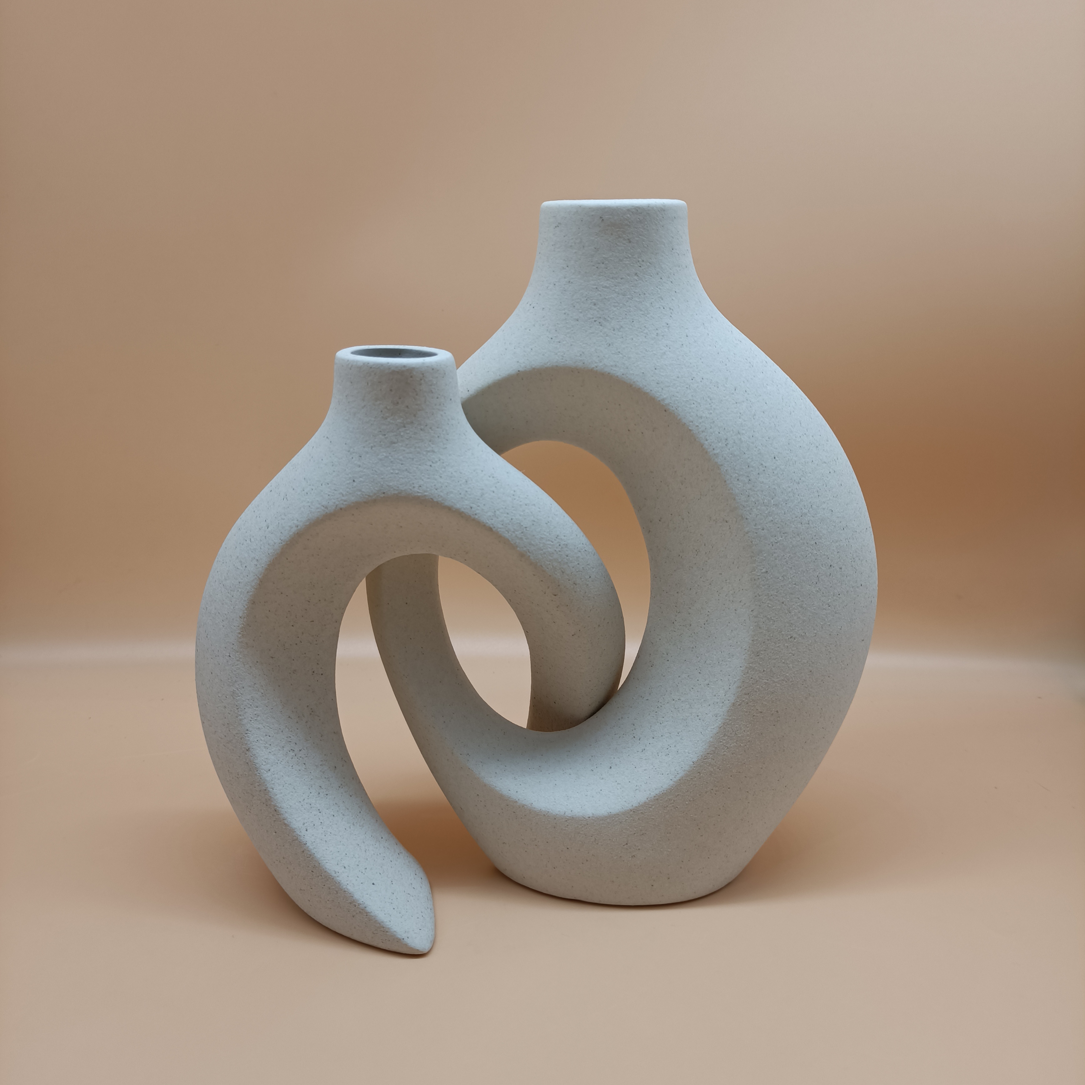 A set of 2 ceramic vases for home decoration, matte off white handmade vases for modern home decoration