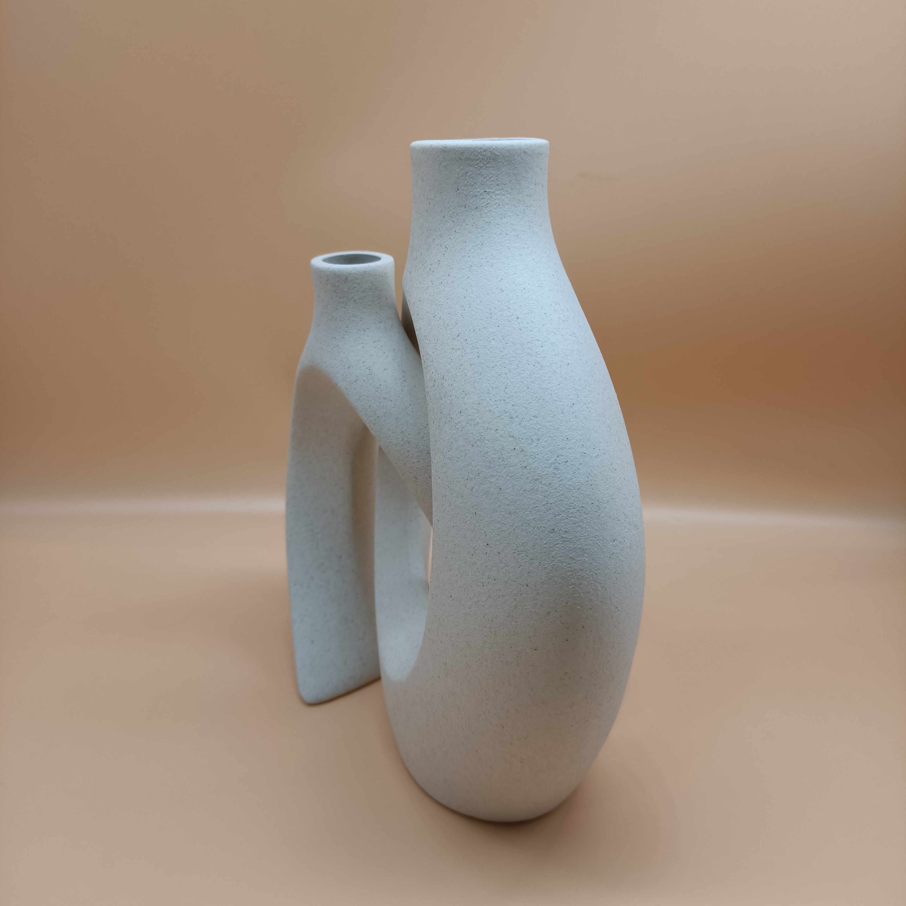 A set of 2 ceramic vases for home decoration, matte off white handmade vases for modern home decoration