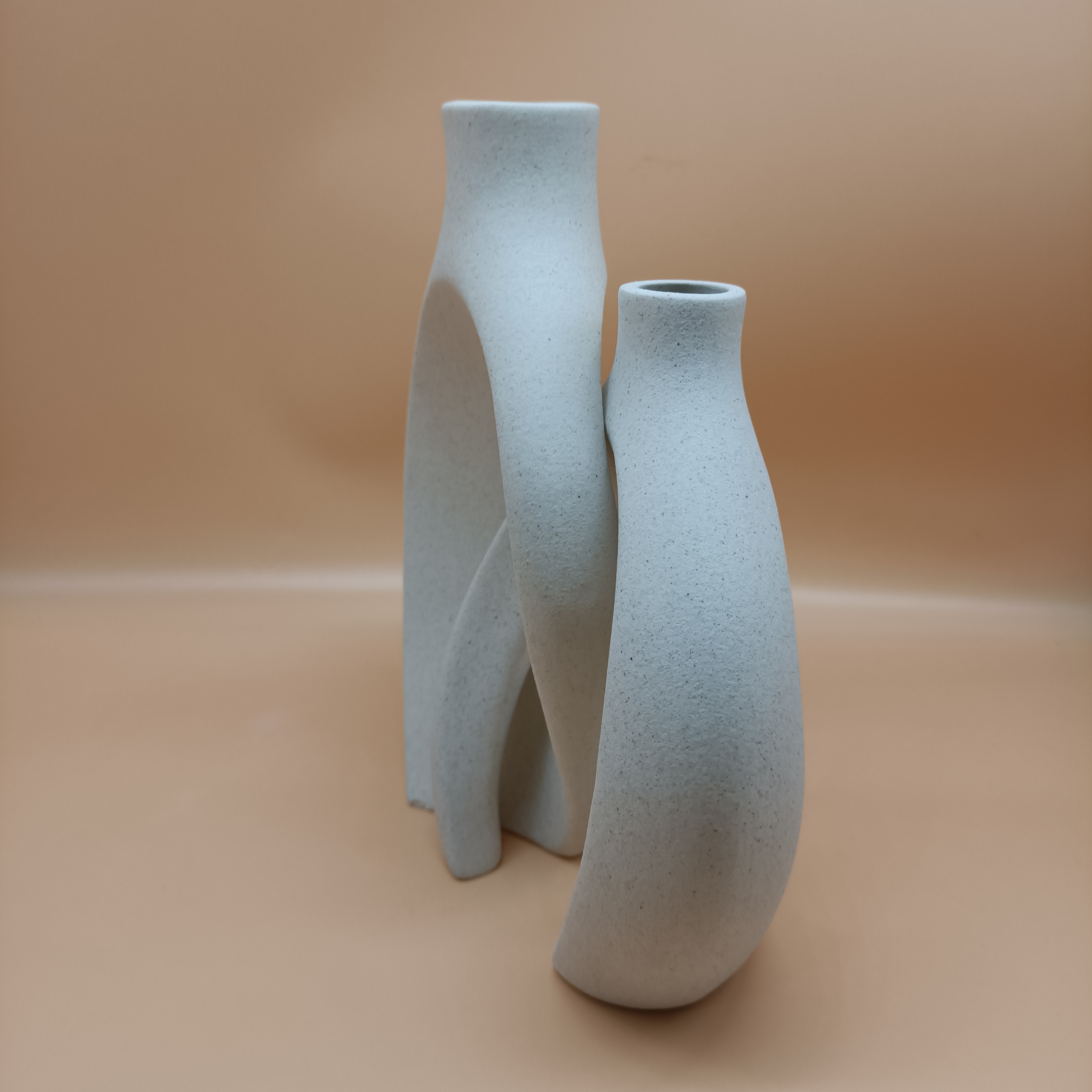 A set of 2 ceramic vases for home decoration, matte off white handmade vases for modern home decoration
