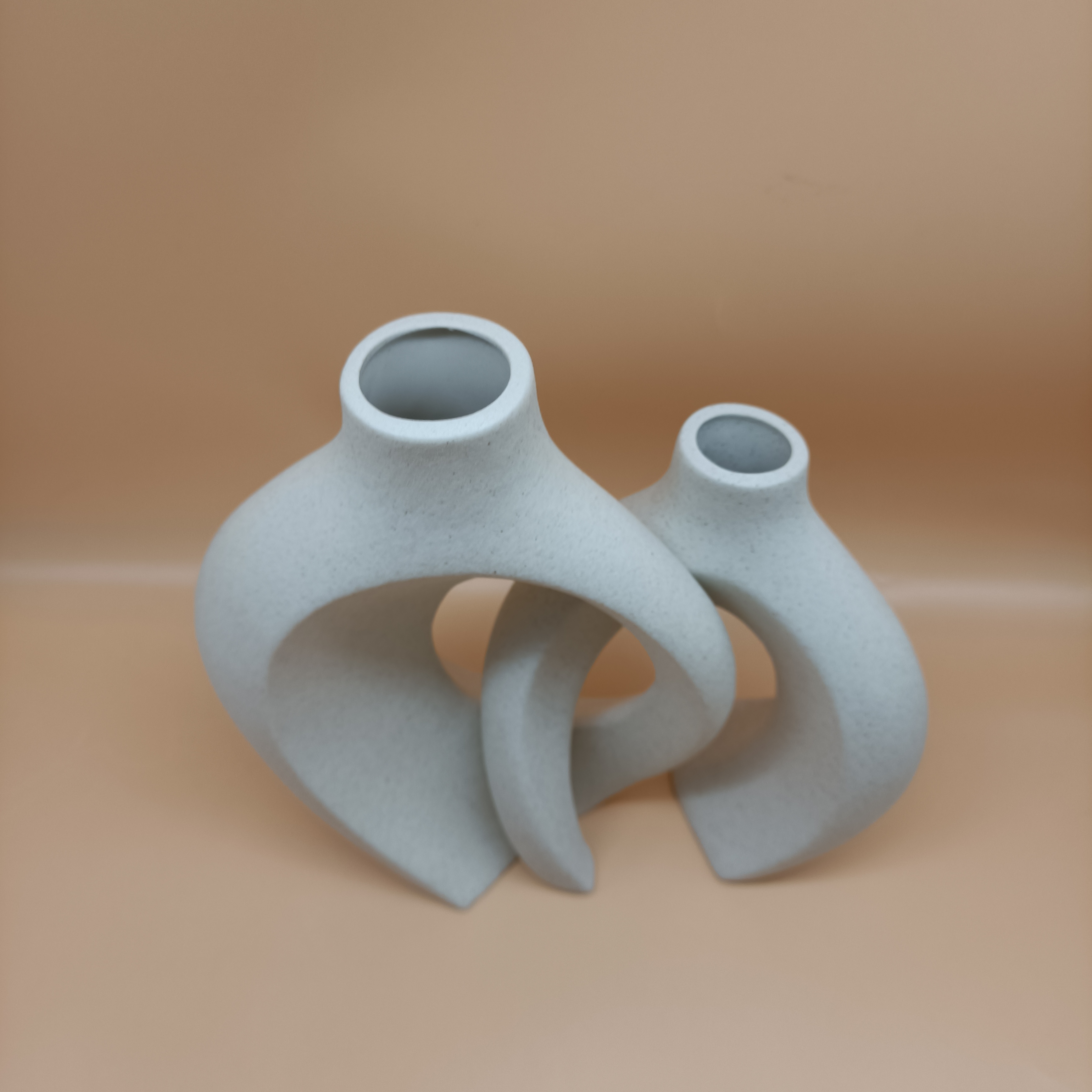 A set of 2 ceramic vases for home decoration, matte off white handmade vases for modern home decoration