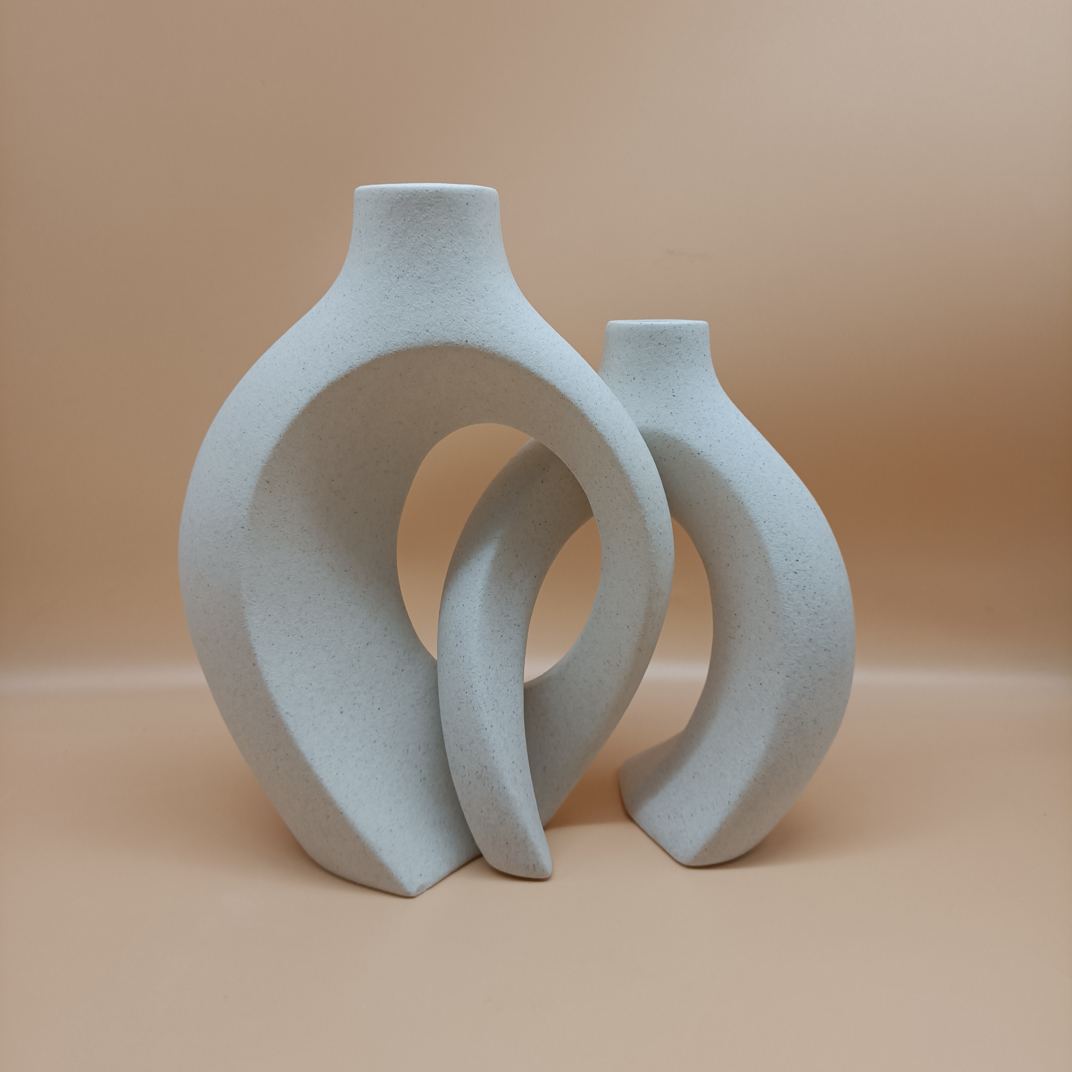 A set of 2 ceramic vases for home decoration, matte off white handmade vases for modern home decoration