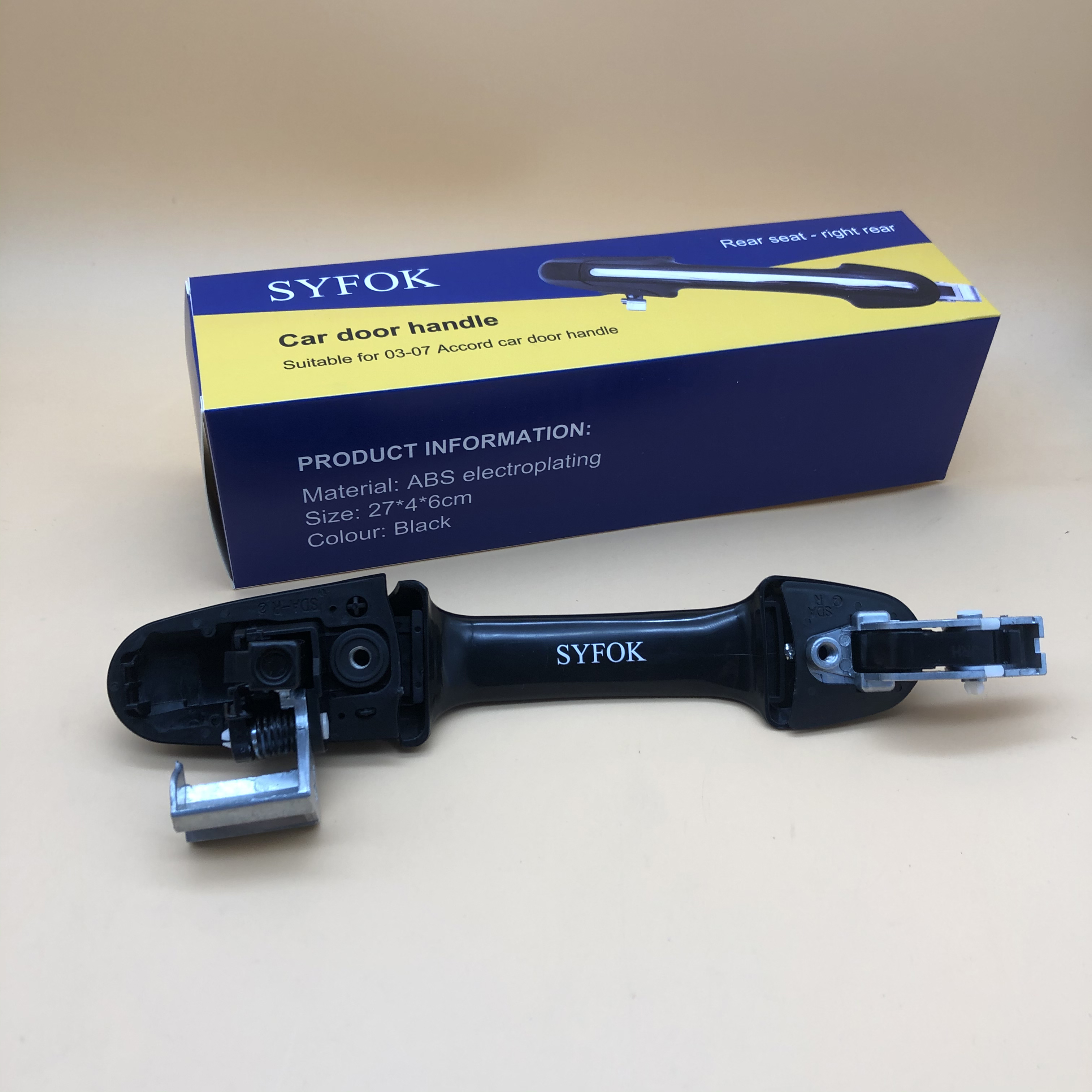 SYFOK Car door handle, rear passenger right rear door handle for Honda Accord sedan, gloss black