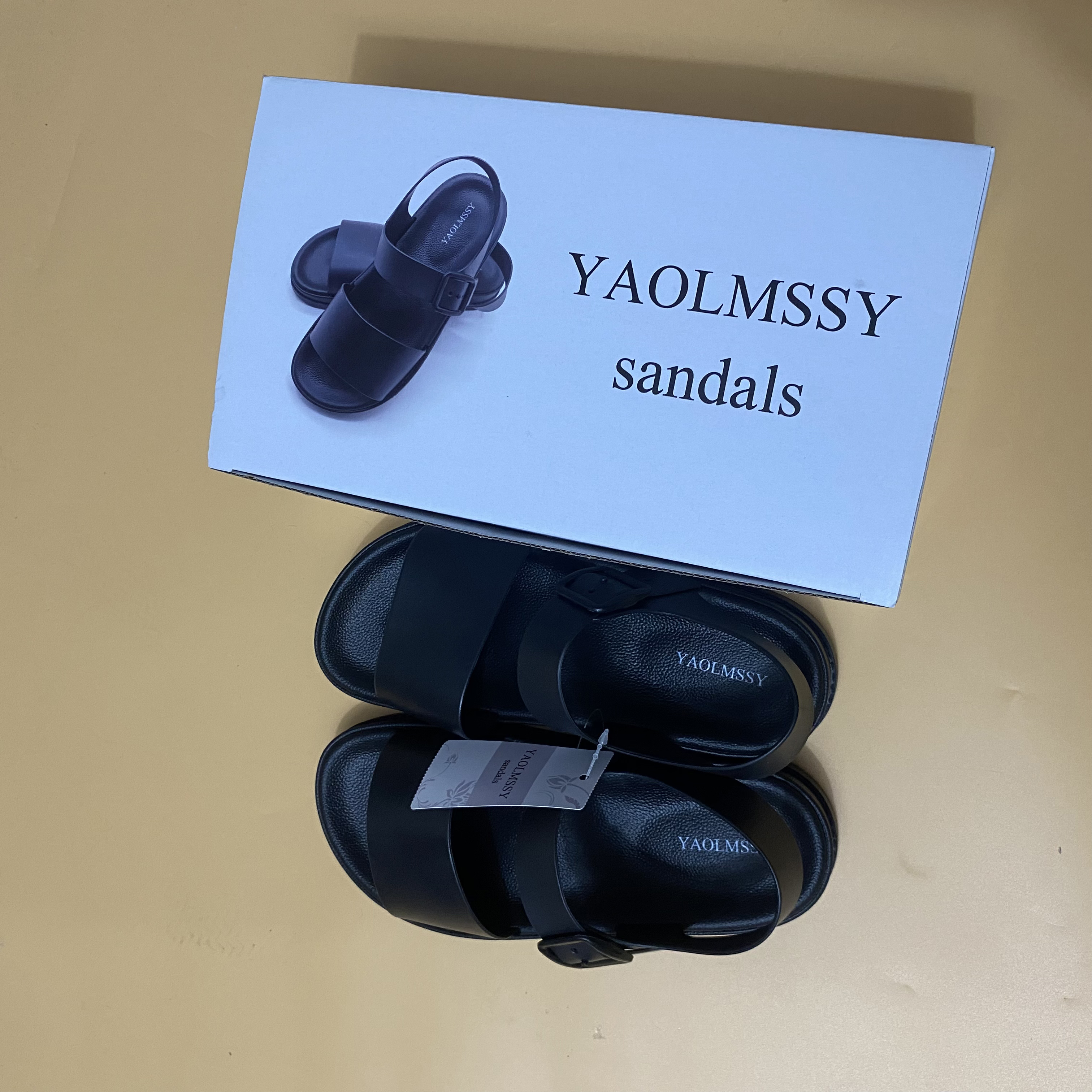 YAOLMSSY Sandals and beach shoes, Summer women's fashion flat Platform Shoes with Hook&loop(Black)