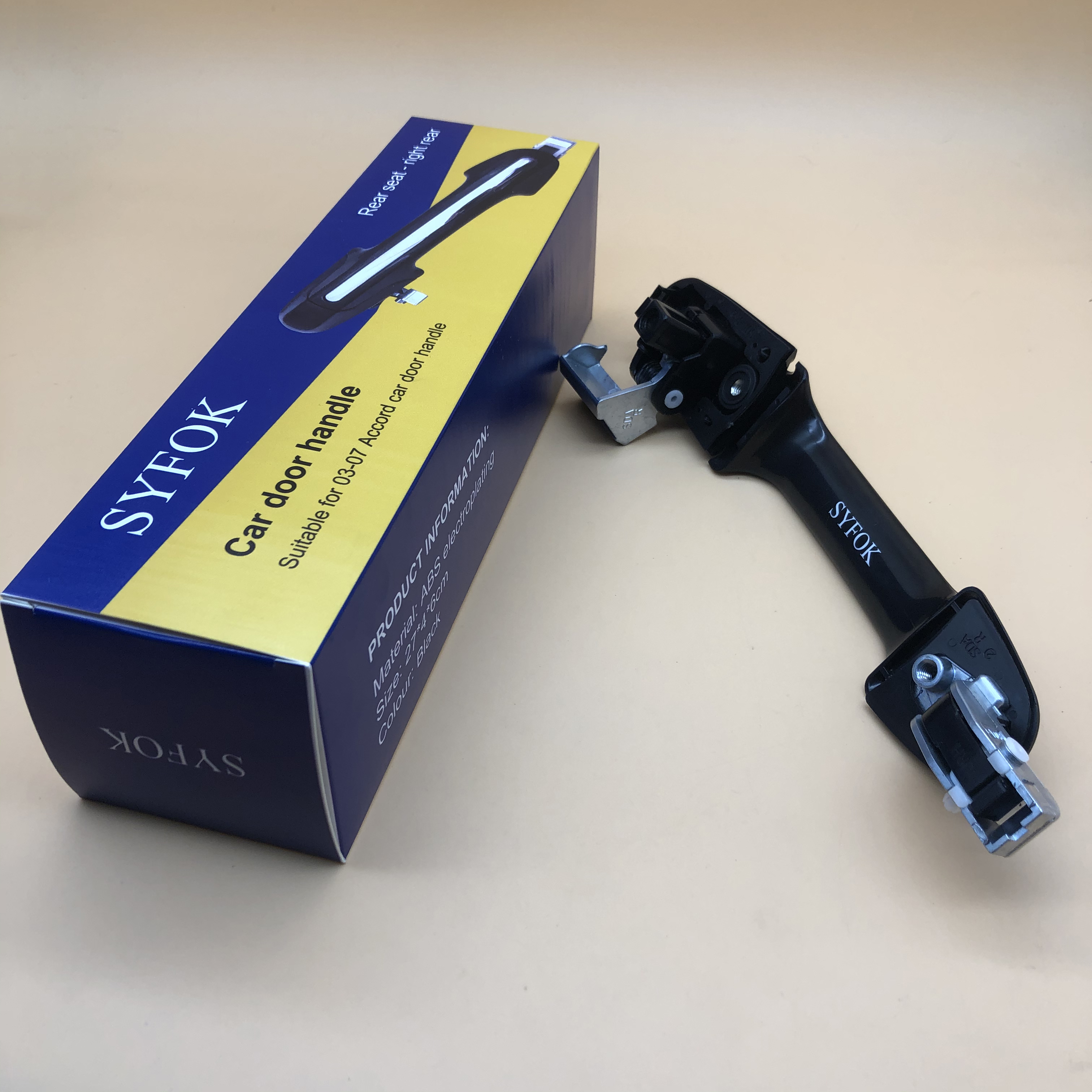 SYFOK Car door handle, rear passenger right rear door handle for Honda Accord sedan, gloss black