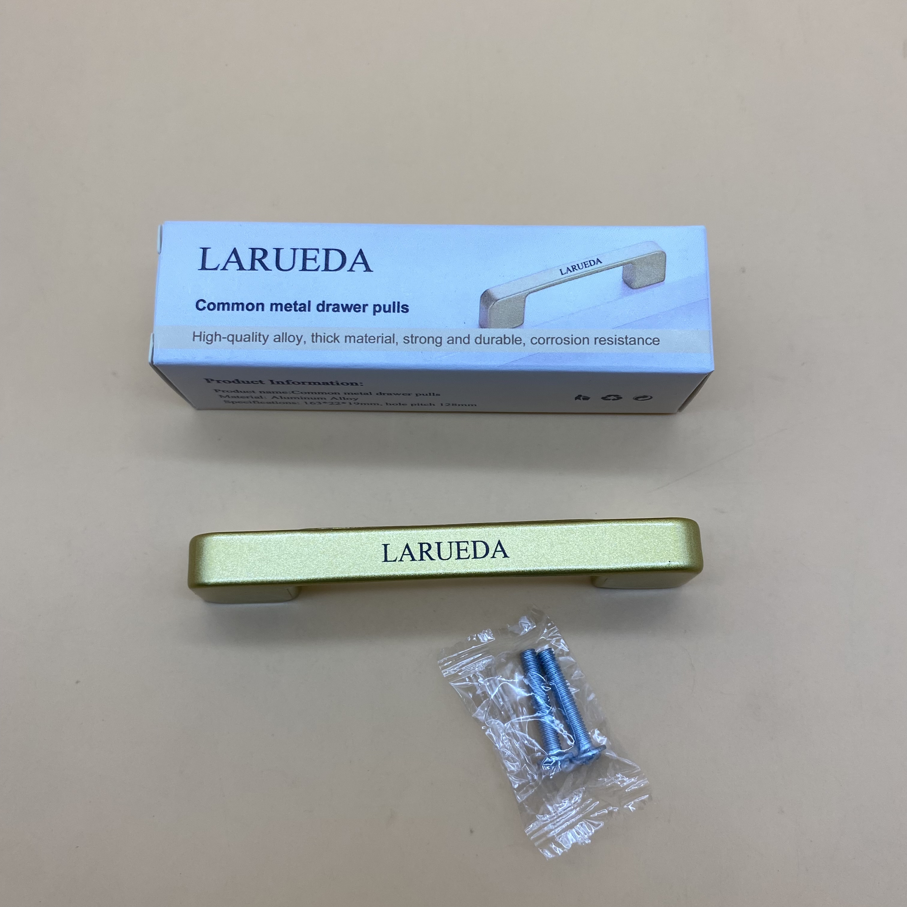 LARUEDA Common metal drawer pulls,  6.2 Inch(163mm) Matt Gold drawer pulls, Hardware Zinc Alloy Pulls for Kitchen 