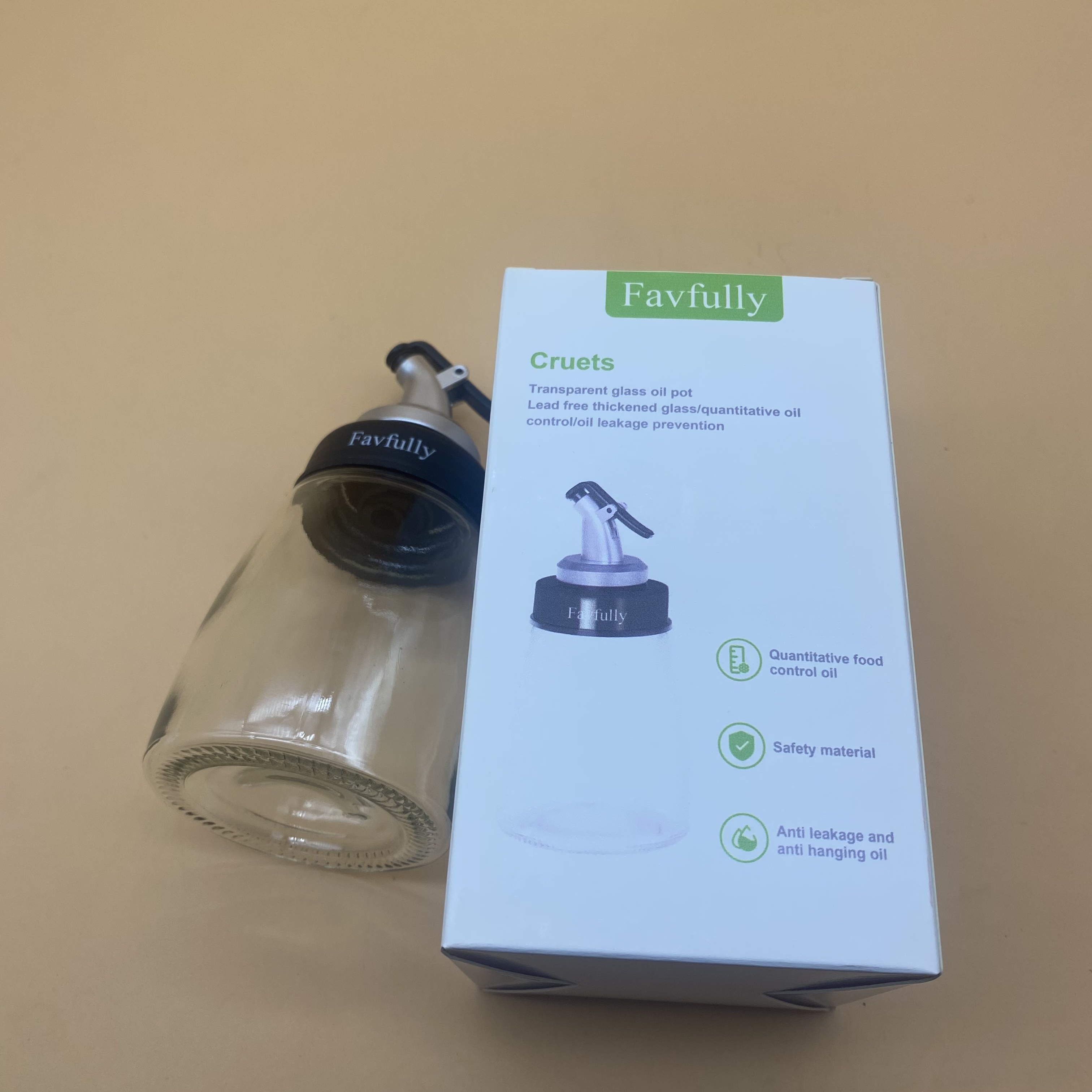 Favfully Cruets,Glass Bottles With Stainless Steel Spout & Stainless Steel Funnel SET OF 180 ML