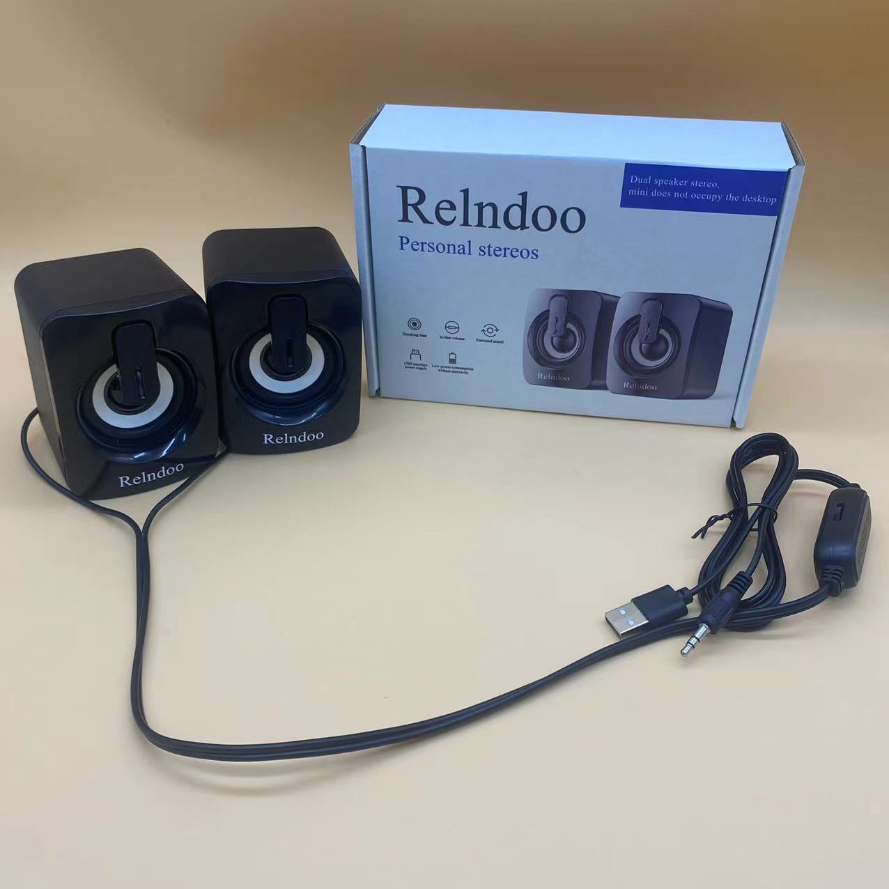 Relndoo Personal stereos,  2-Piece Mini Portable Speaker, 3.5mm Stereo Speaker for Phone CD Player