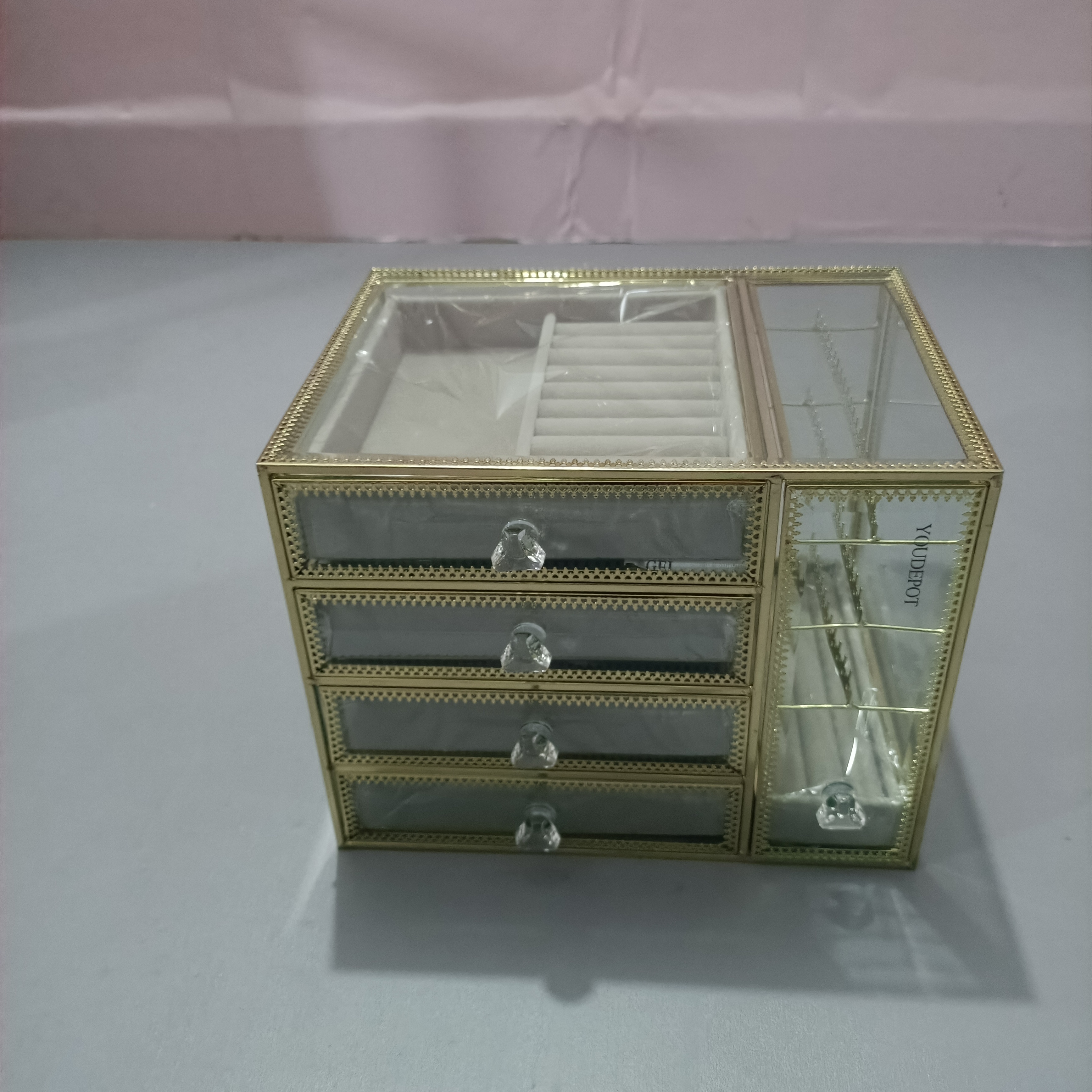 YOUDEPOT Display cases for merchandise,Large Jewelry Organizer Box with 4 drawers Jewelry Organizer Box and 1 Jewelry display box