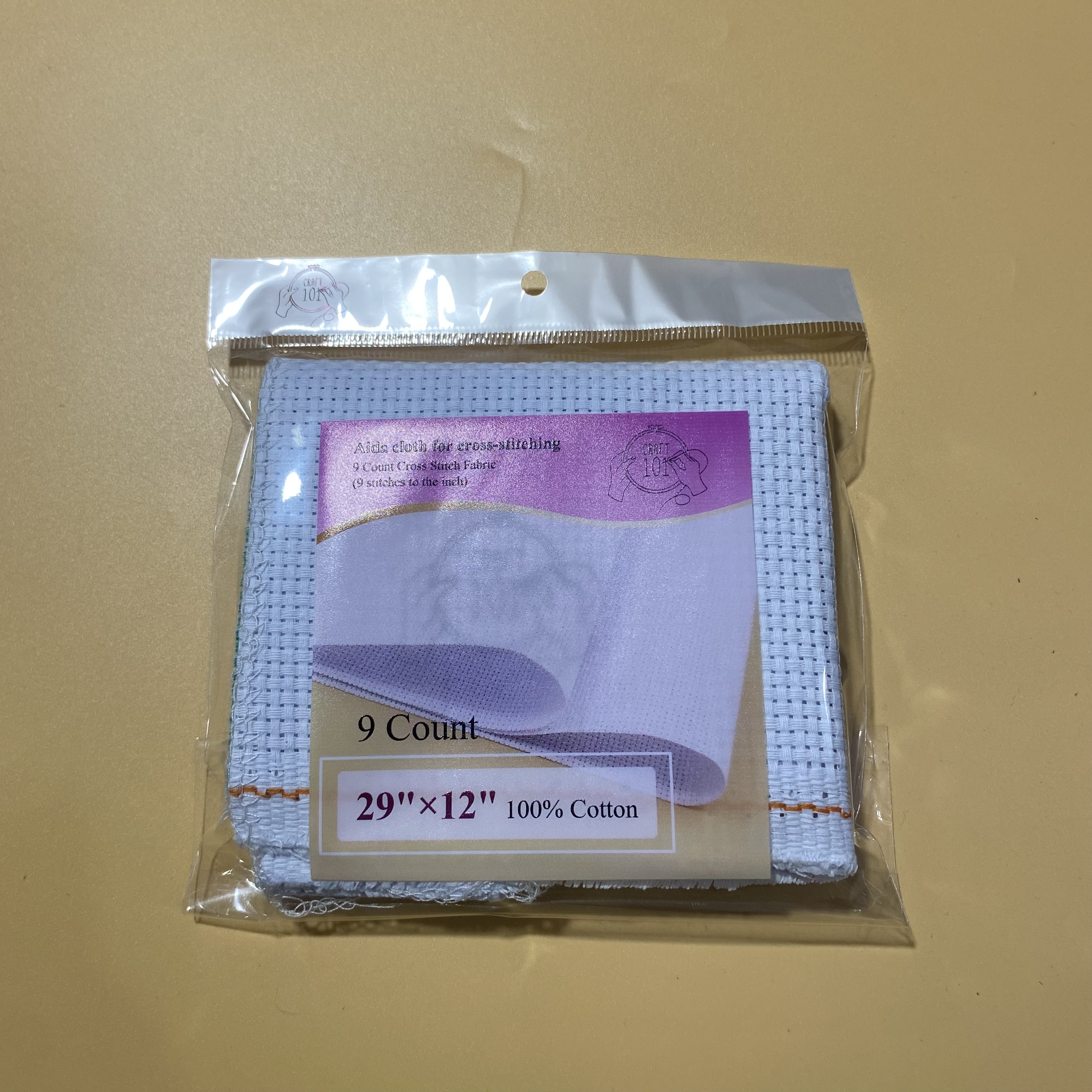 CARFT 101 Aida cloth for cross-stitching, White 29"X12",9 Count, Premium Cotton Cross Stitch Fabric