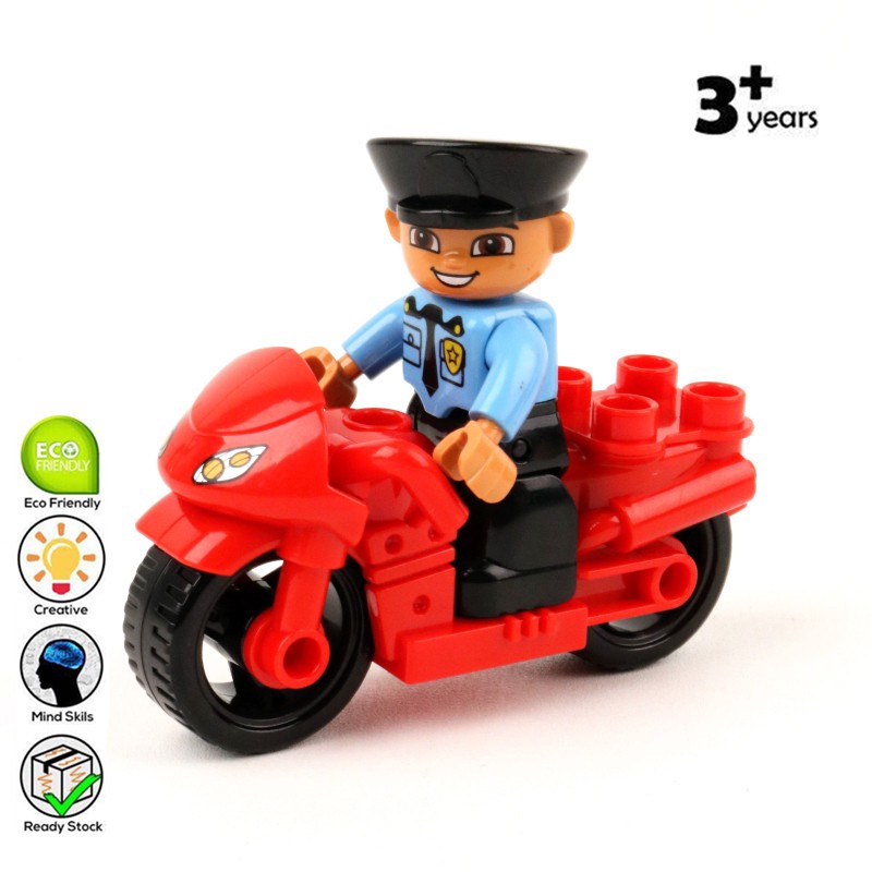 Diy Patrol Police Motorcycle Building Block Baby Kids Educational toys Cny