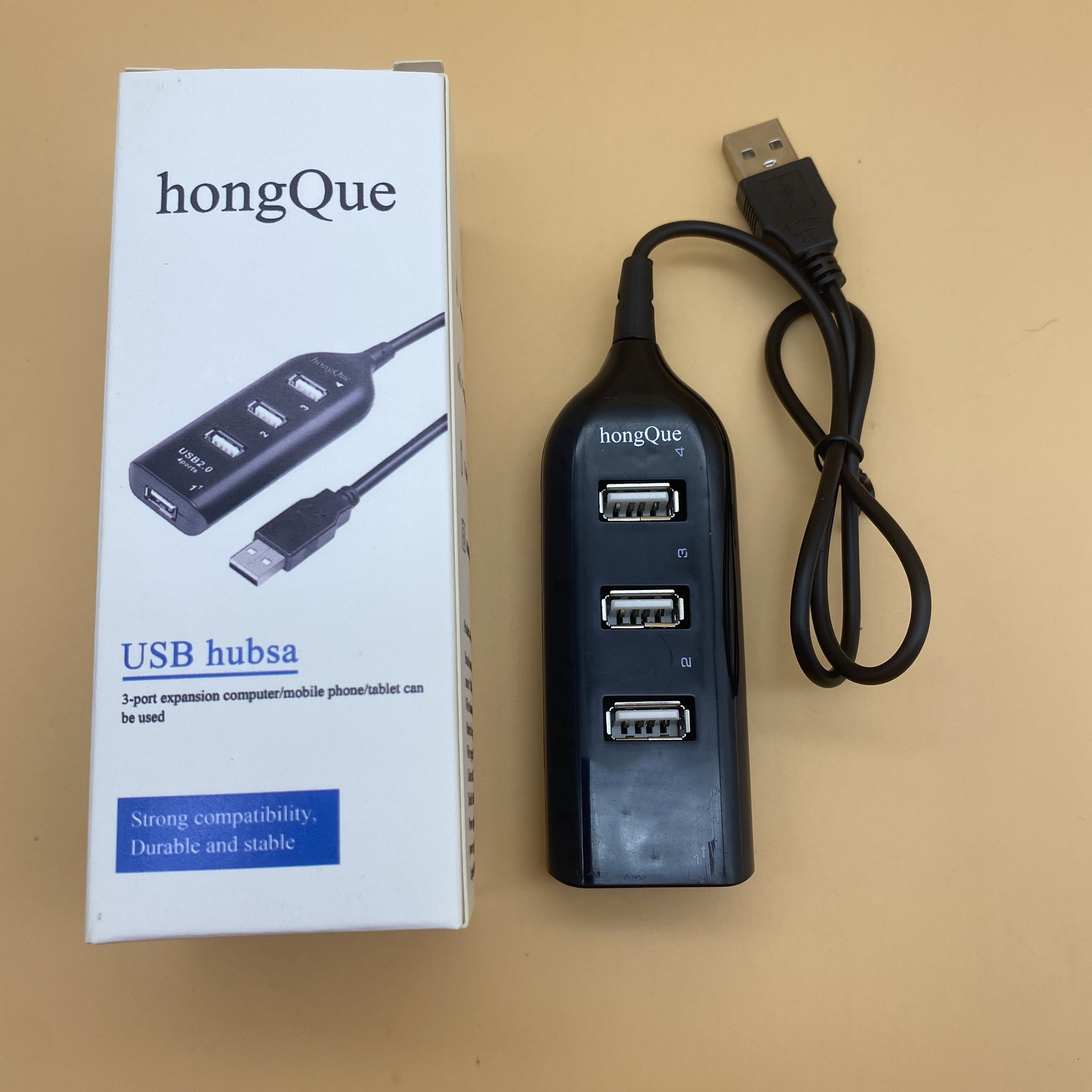 hongQue USB hubs USB, 4-Port USB Hub, with 40cm Long Cable, Fast Data Transfer USB Splitter for Laptop