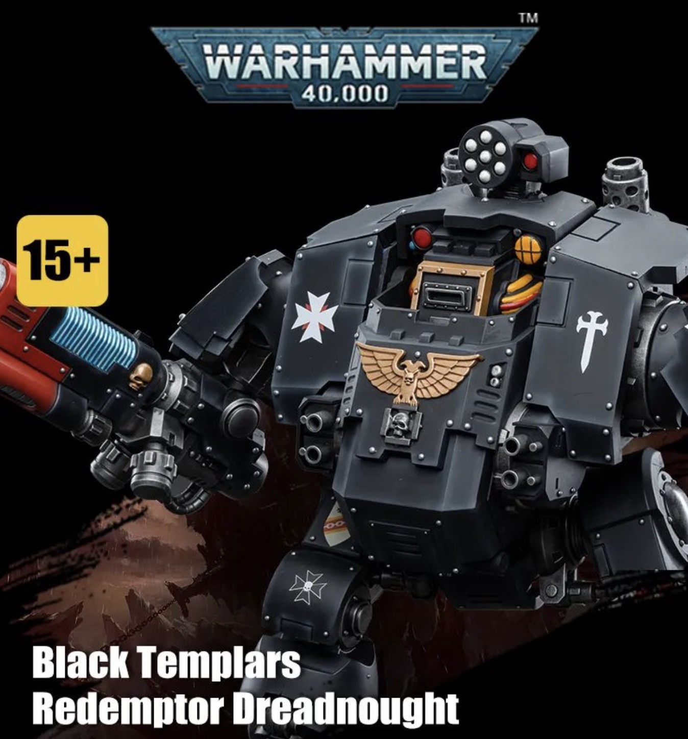 JOYTOY 1/18 Warhammer 40K - Black Templars Redemptor Dreadnought 