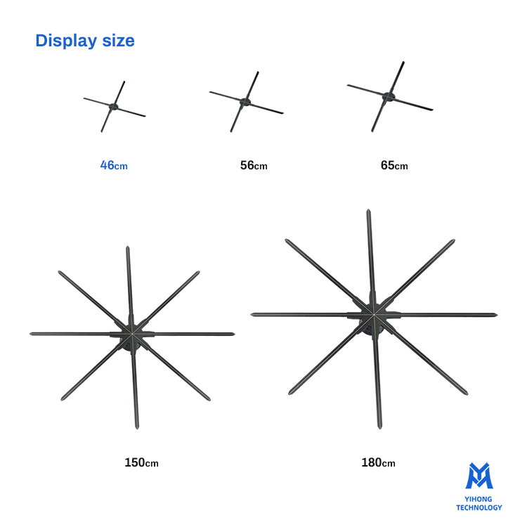 3D Hologram Advertising Fan 50cm 4 Blades APP/WiFi control 3D LED Fan Display