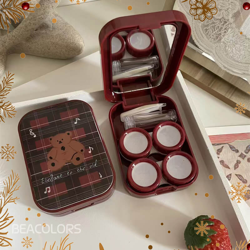 Christmas Bear Portable Contact Lens Case