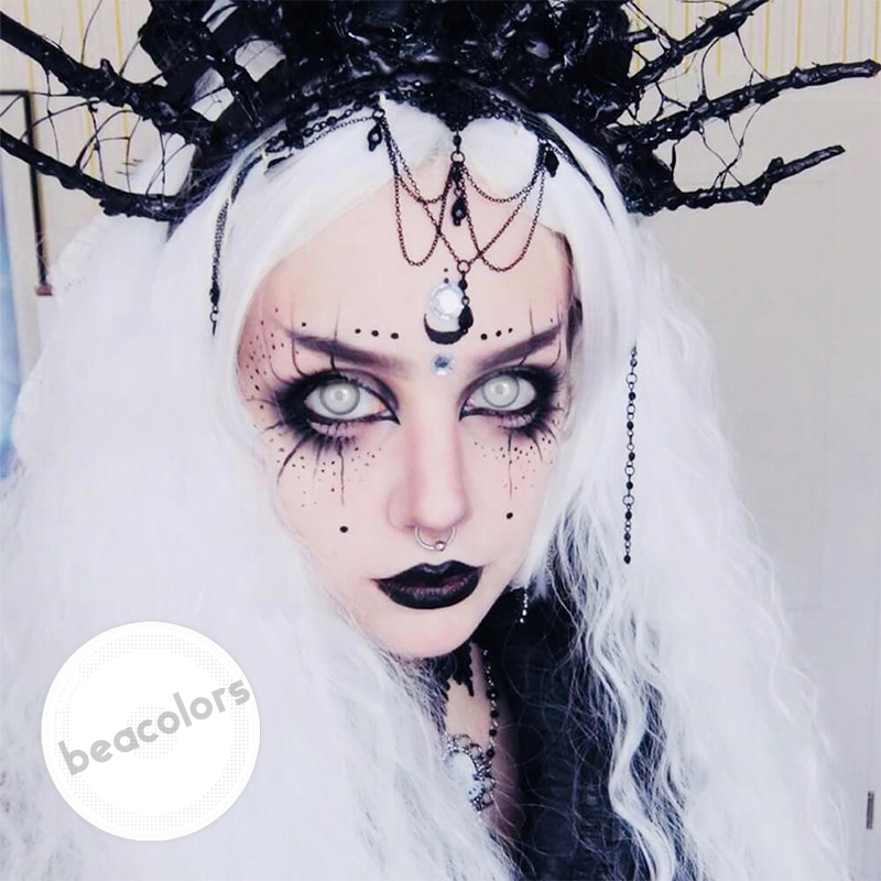 Beacolors Mini Sclera White Unmanned Halloween Colored contact lenses -BEACOLORS