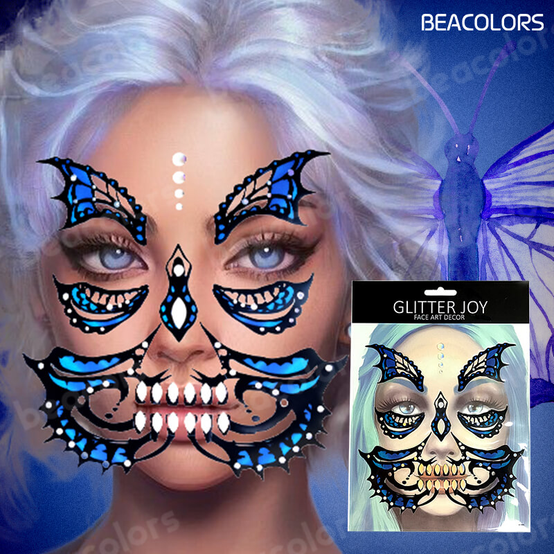 Beacolors Halloween Butterfly Face Art Decor
