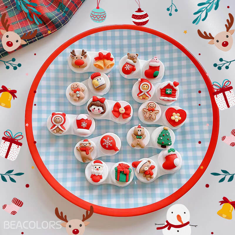 Christmas Multi-style Cartoon Pattern Contact Lens Case Colored contact lenses -BEACOLORS