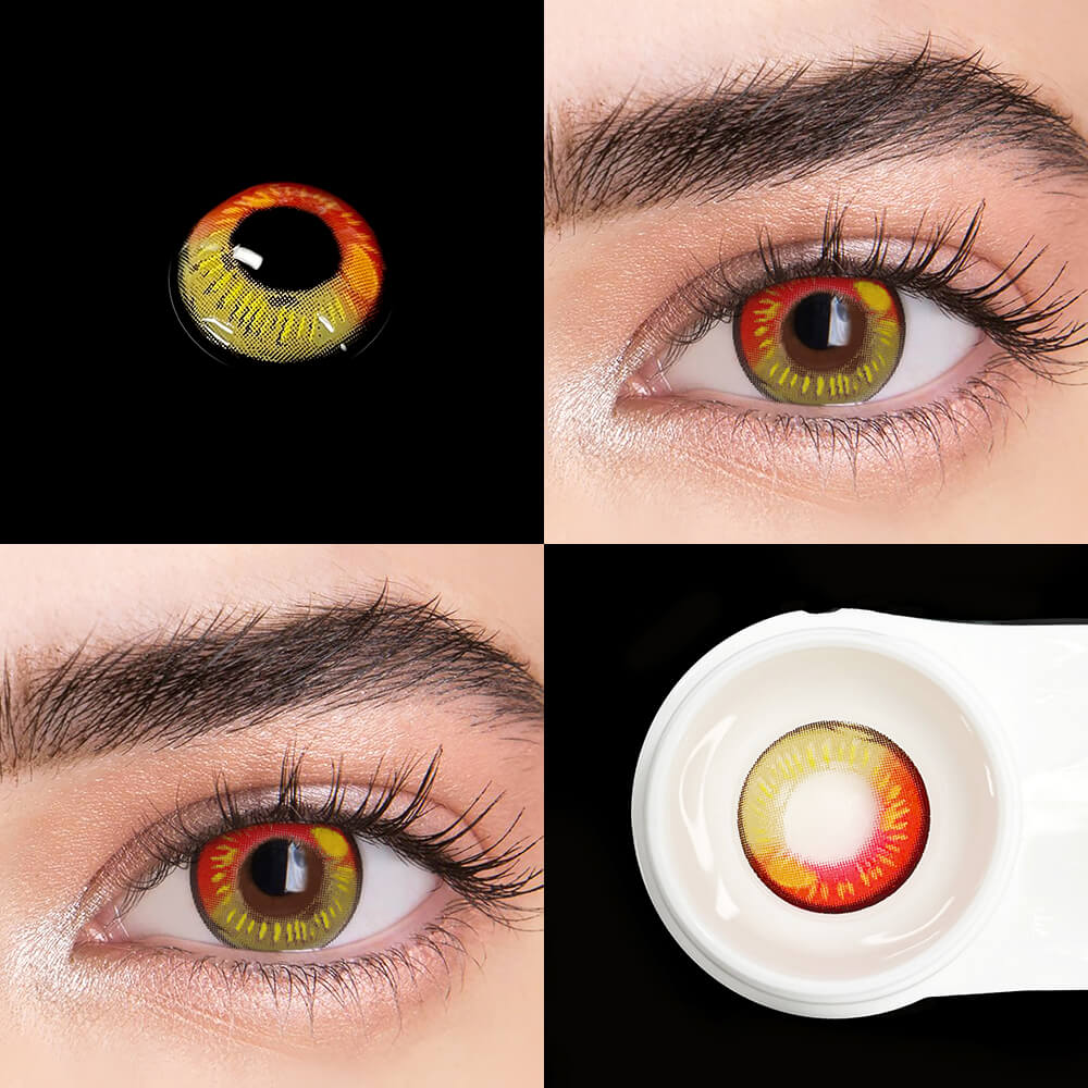 Beacolors Anime Red Brown Halloween Colored contact lenses -BEACOLORS