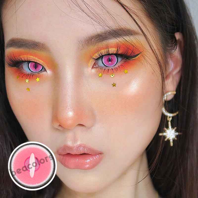 Beacolors Nezuko Demon Pink Cosplay Colored contact lenses -BEACOLORS