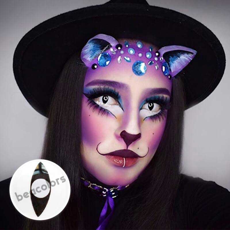 Beacolors White Cat Eye Halloween Colored contact lenses -BEACOLORS