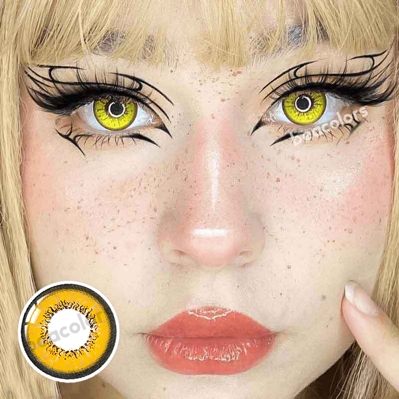 Beacolors Love Words Yellow  Colored contact lenses -BEACOLORS
