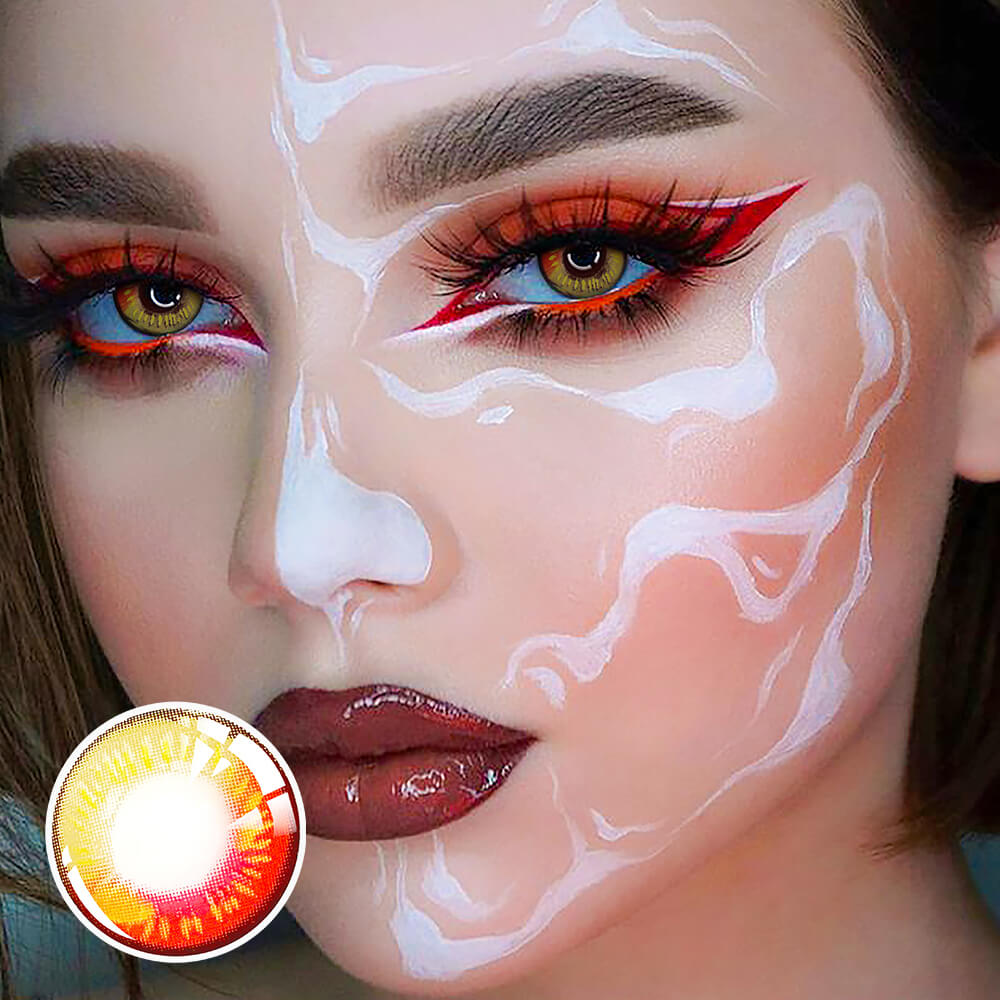 Beacolors Anime Red Brown Halloween Colored contact lenses -BEACOLORS