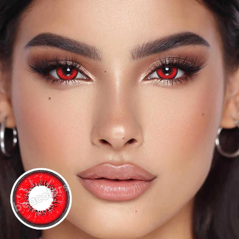 Beacolors Love Words Red  Colored contact lenses -BEACOLORS