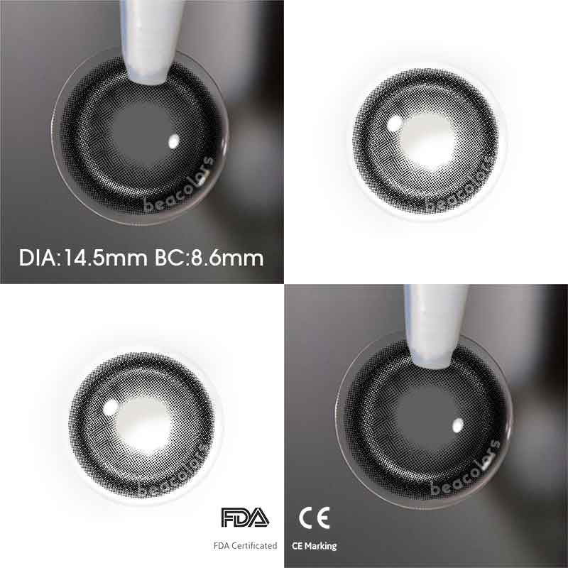 【New】【Prescription】Beacolors High Gloss Black Colored contact lenses -BEACOLORS