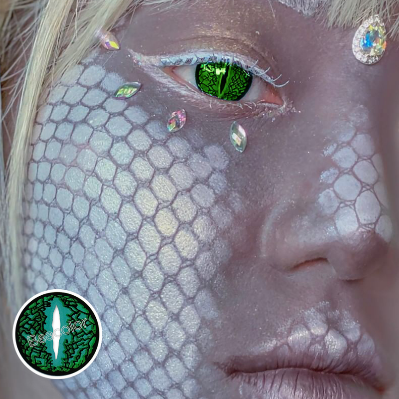 【NEW】Beacolors Lizard Eye Green Halloween Colored contact lenses -BEACOLORS