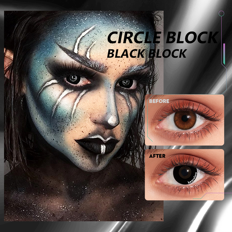 【U.S Warehouse】Beacolors Black Block Halloween Colored contact lenses -BEACOLORS